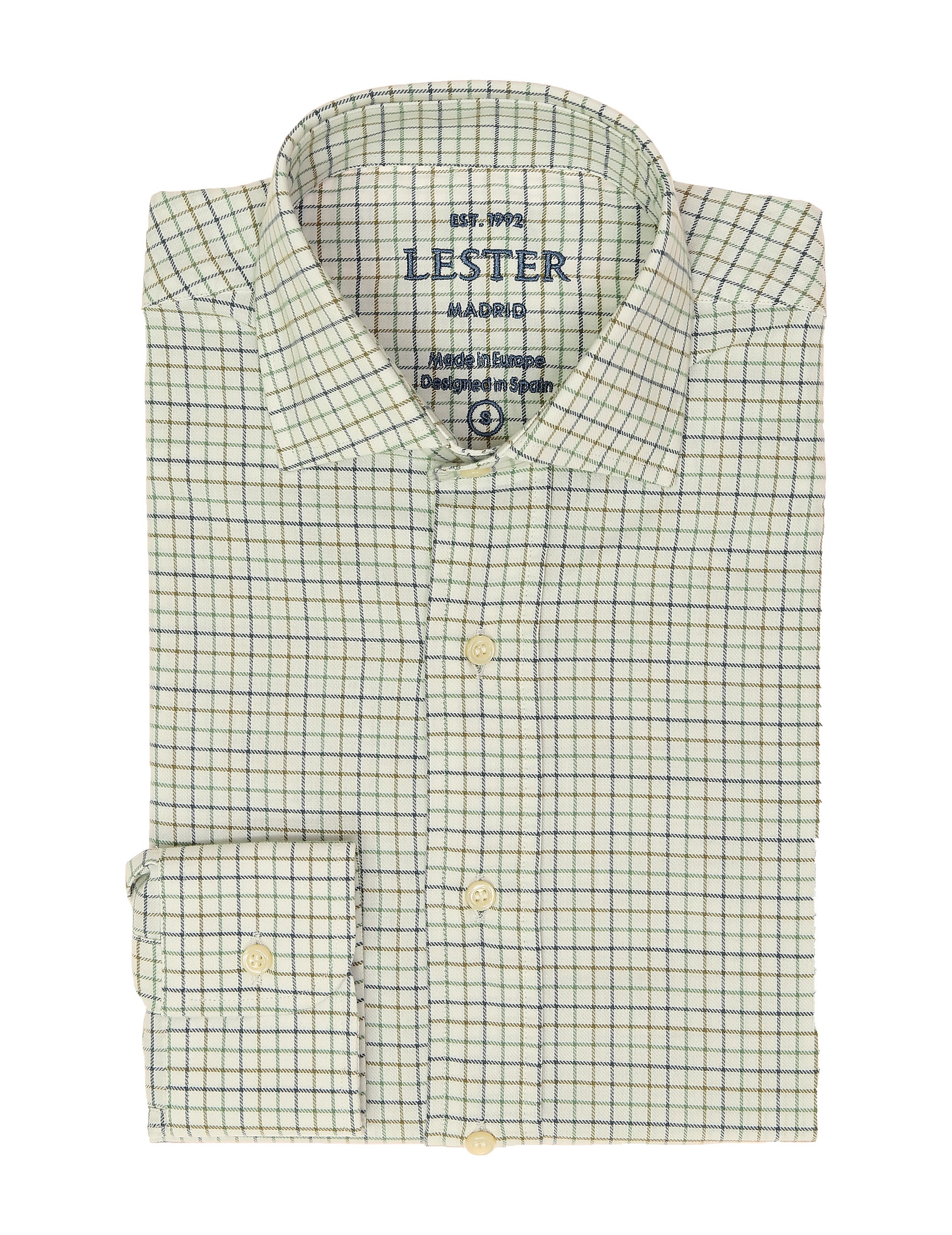 Camisa sport viela cuadro pequeño Azul/verde