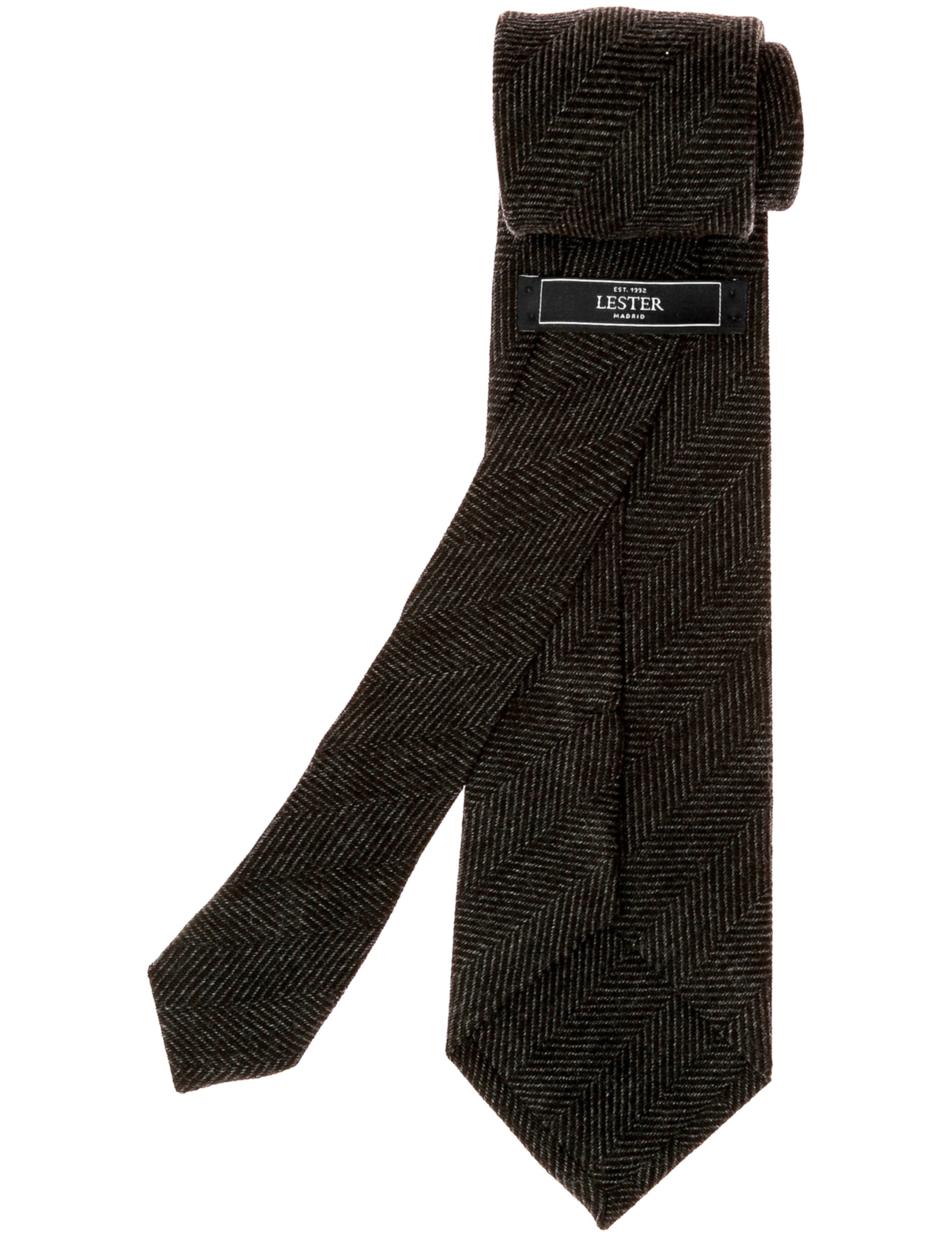 Corbata lana chevronne Gris oscuro