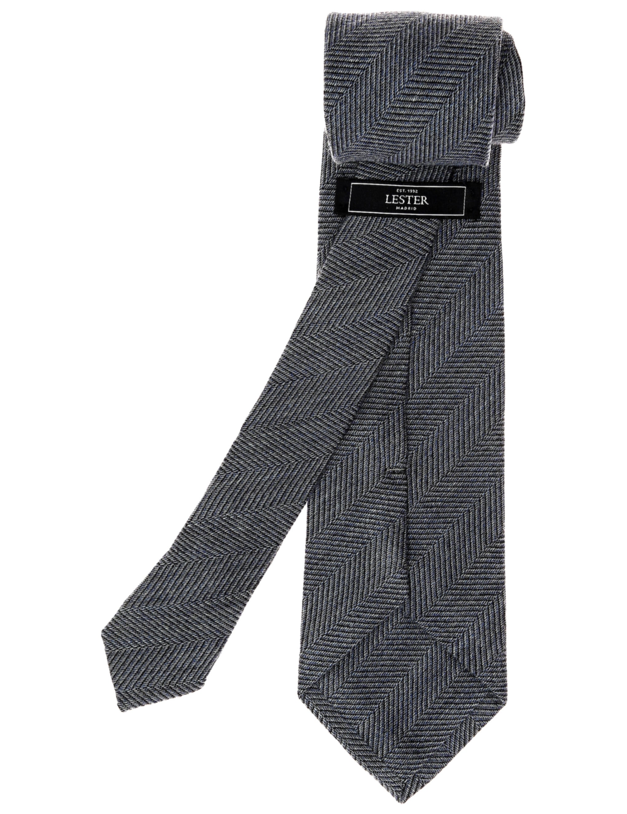 Corbata lana chevronne Azul medio