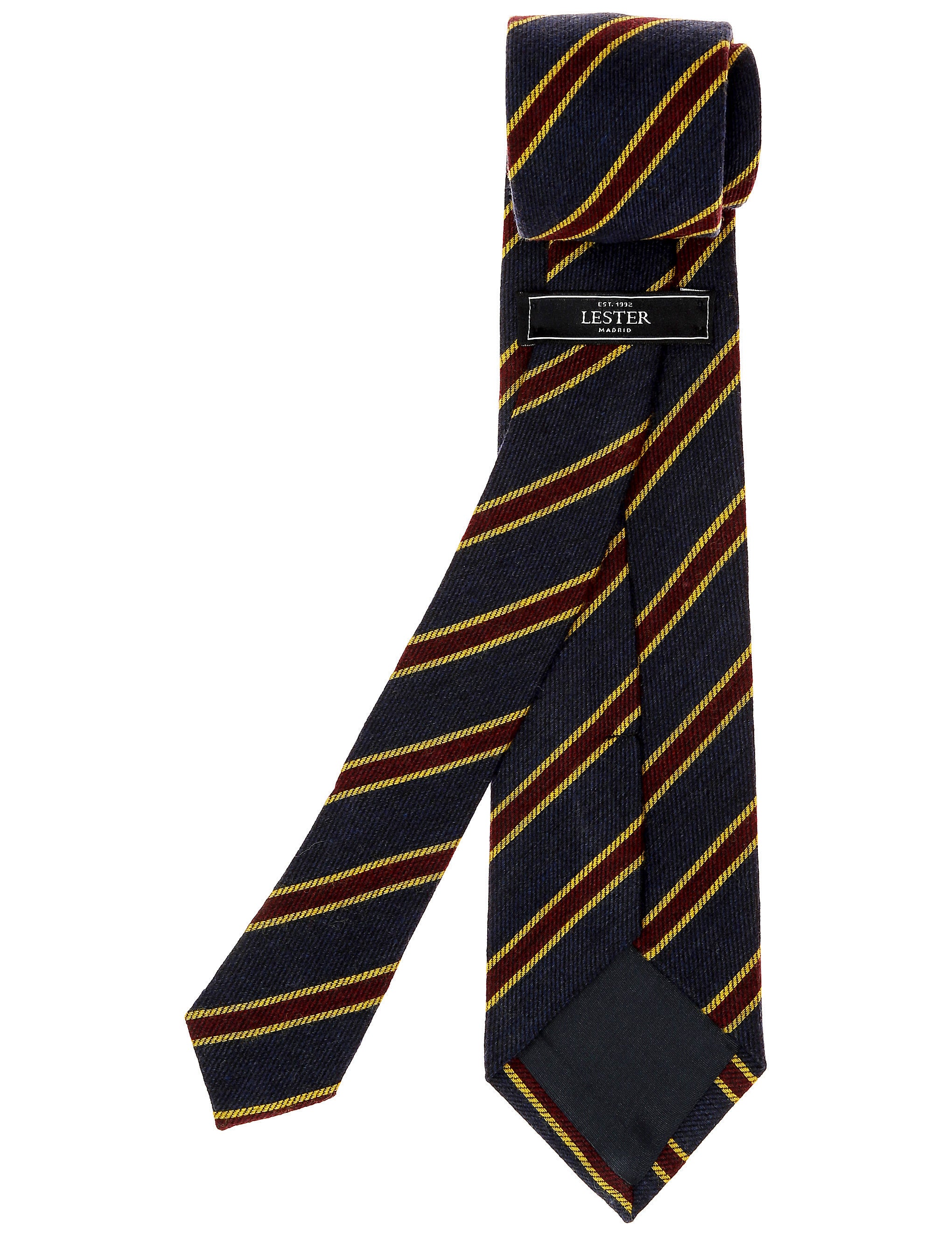 Corbata lana riga Azul/burdeos
