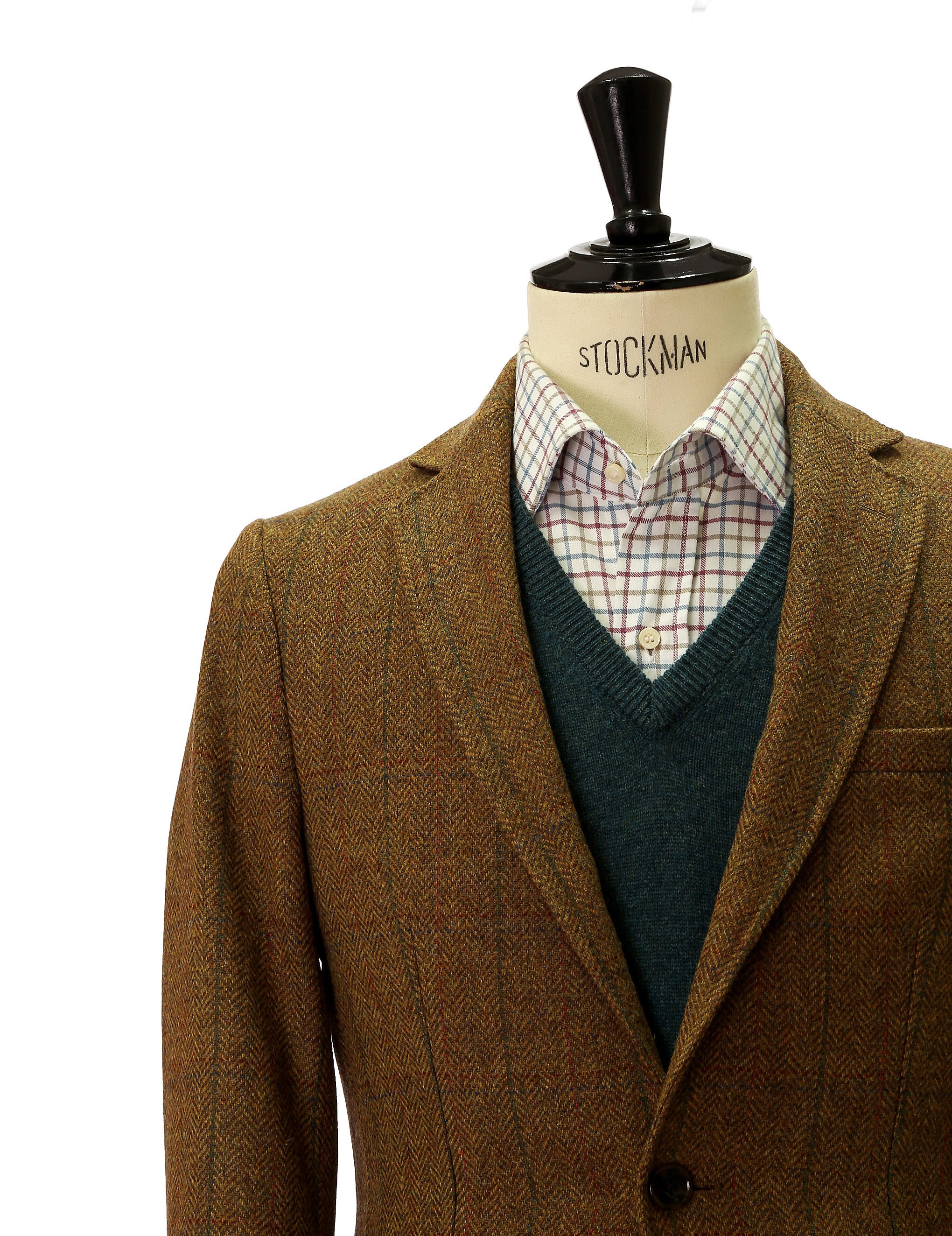Chaqueta tweed derby Marrón