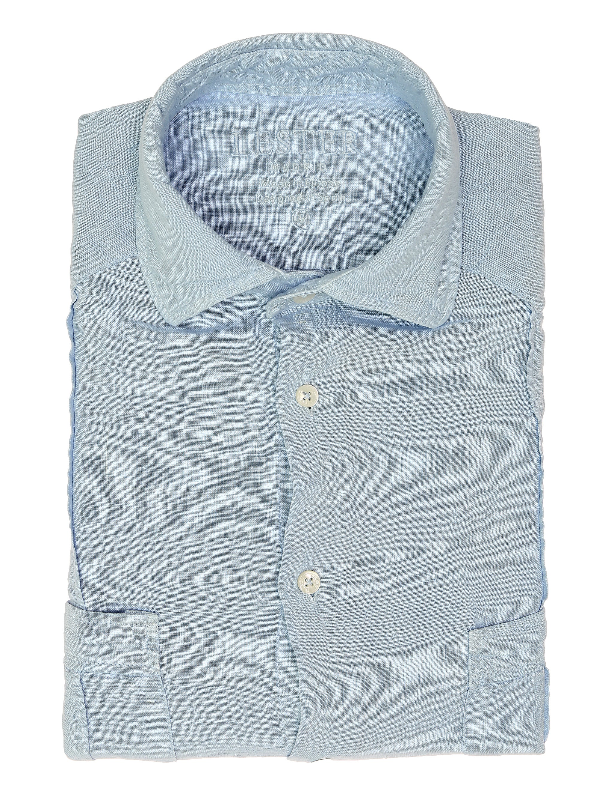 Camisa lino jaretas Azul claro