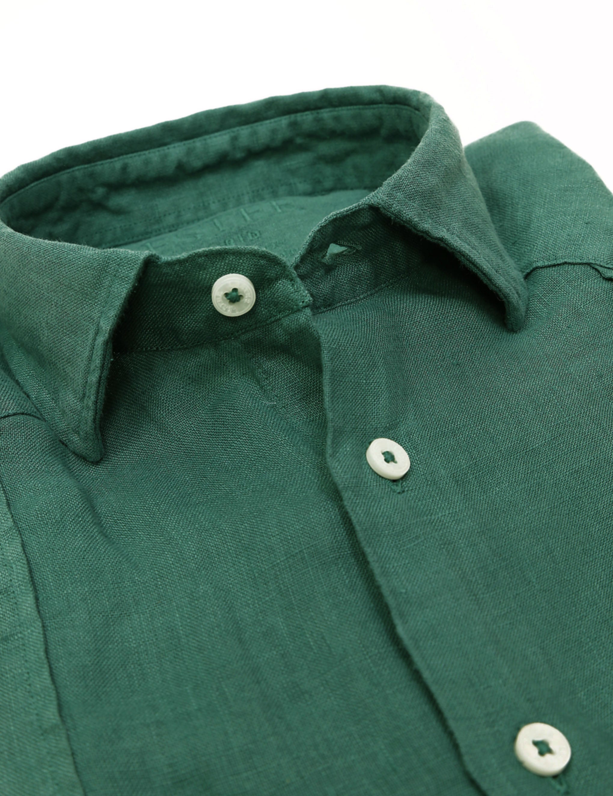 Camisa lino jaretas Verde medio