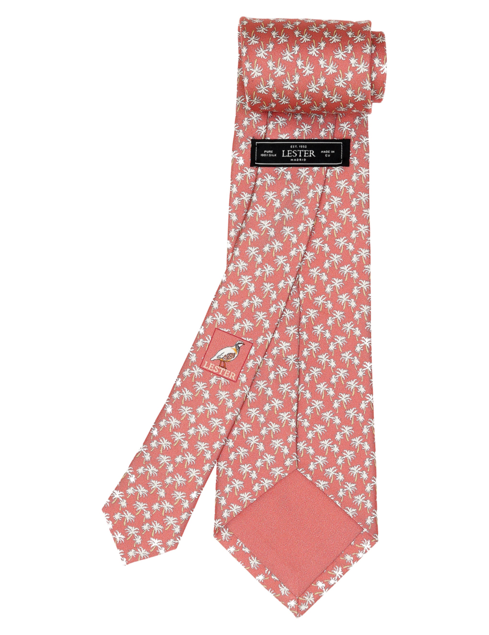 Corbata palmeras Rosa/gris