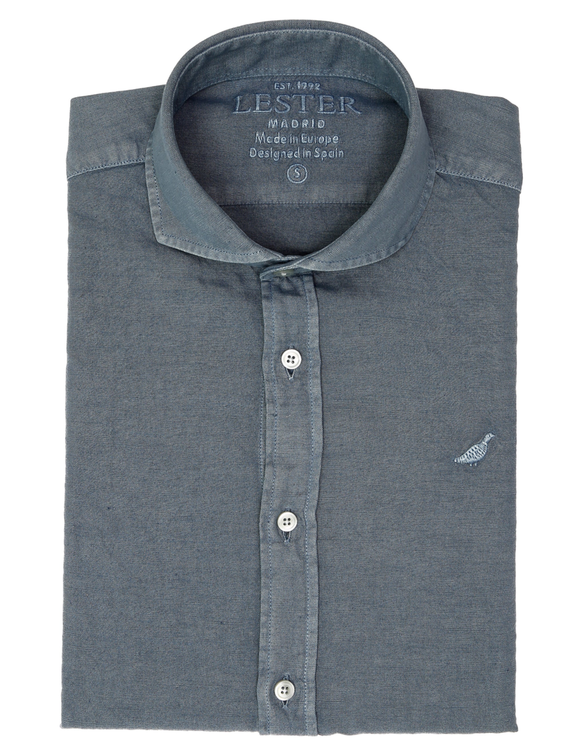 Camisa lino algodón lavada Azul