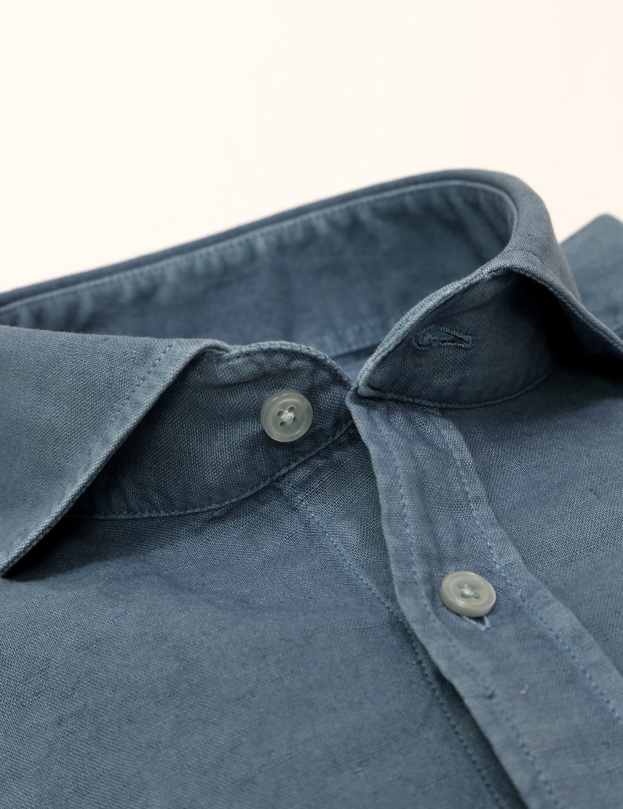 Camisa lino algodón lavada Azul