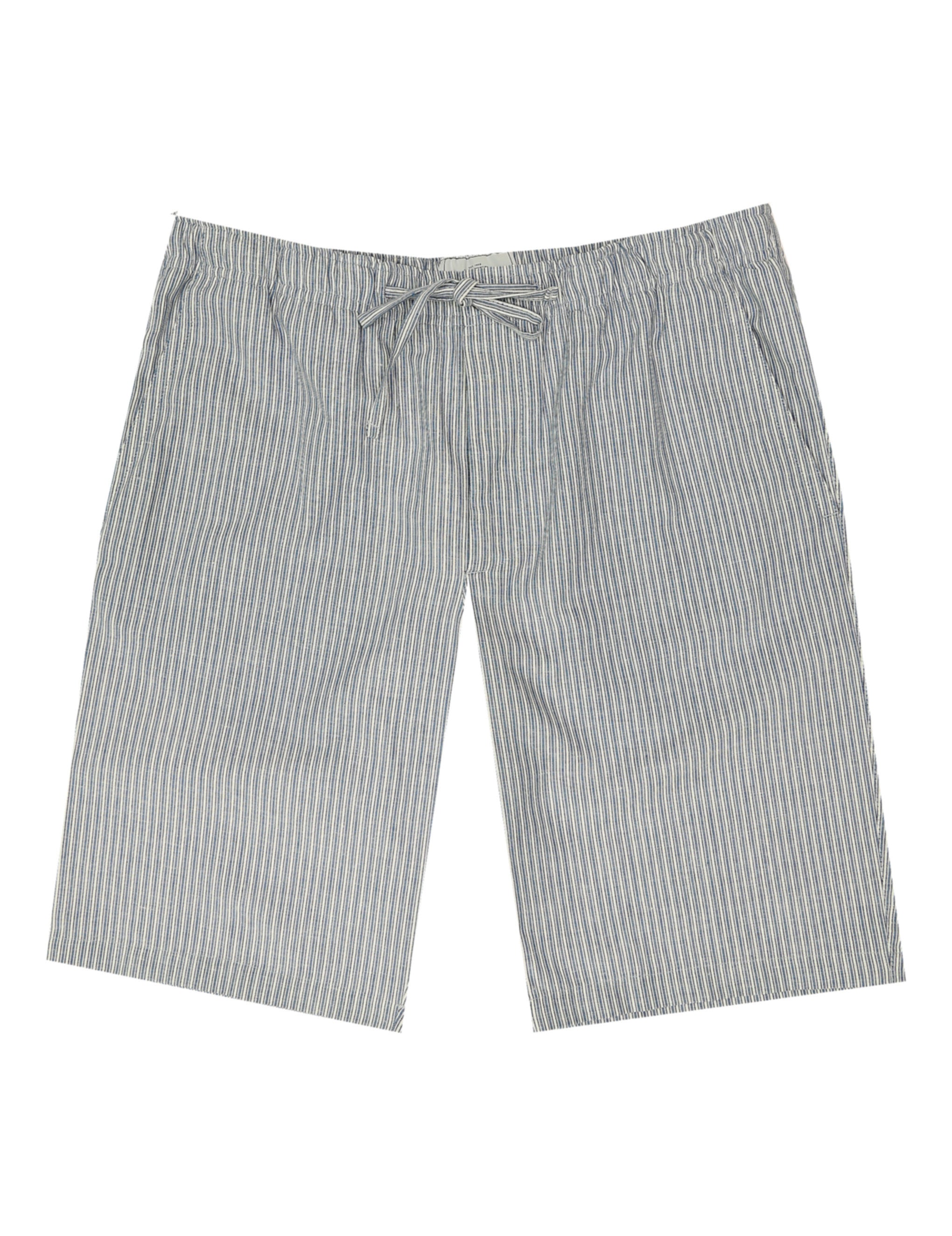 Bermuda multirayas lino algodón Azul