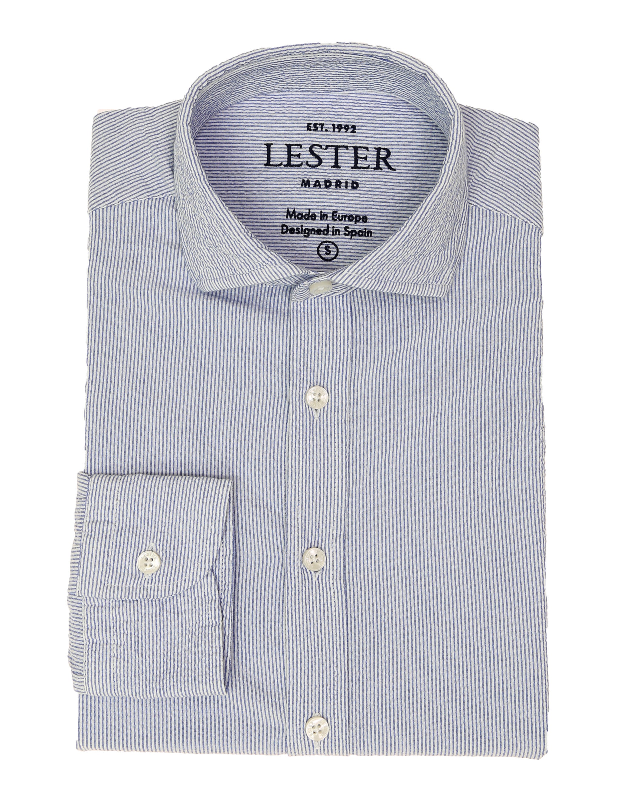 Camisa sport seersucker Azul