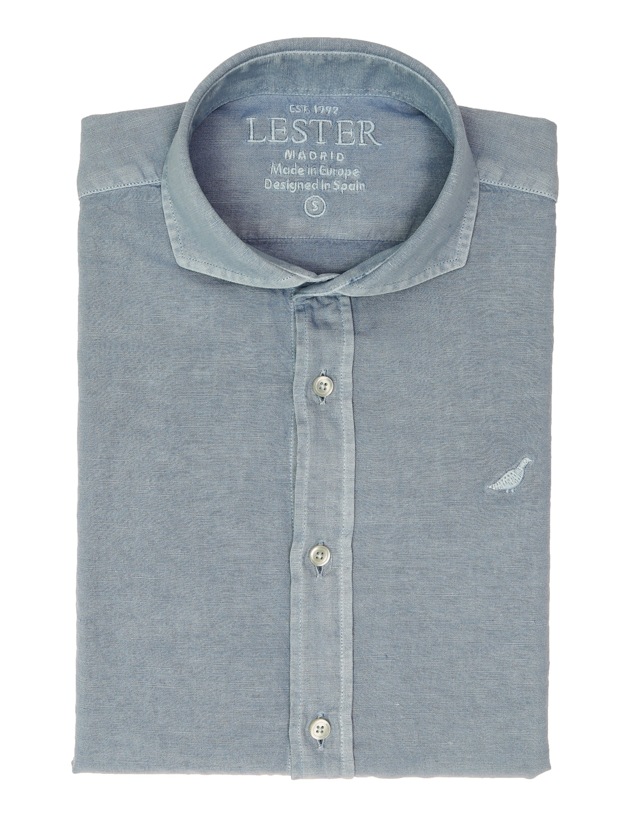 Camisa lino algodón lavada Azul claro