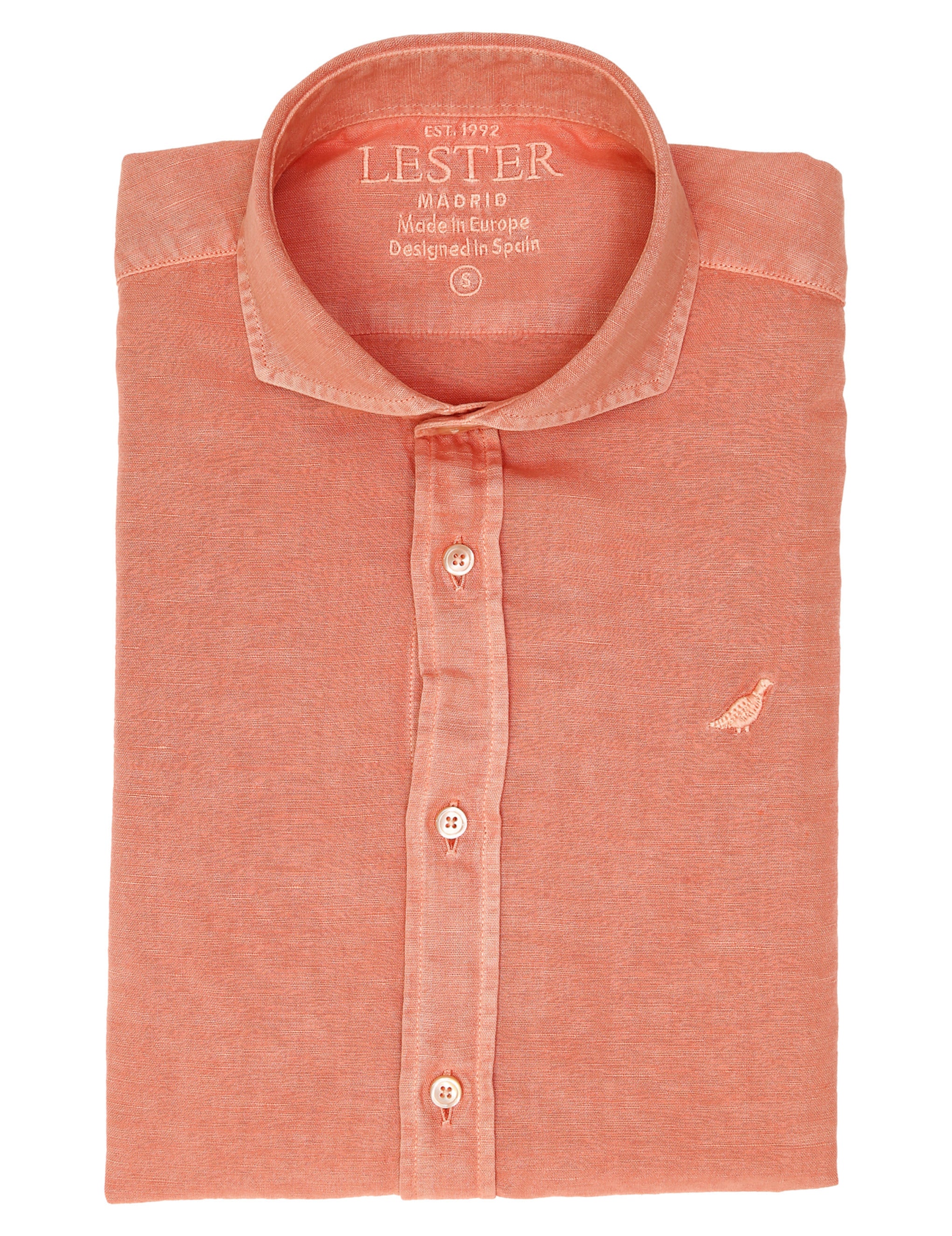 Camisa lino algodón lavada Coral