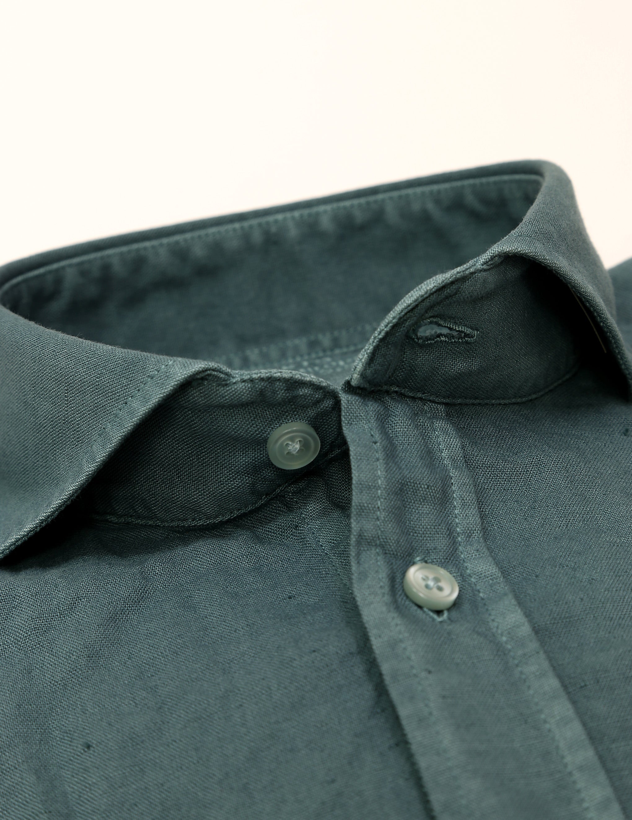 Camisa lino algodón lavada Verde medio