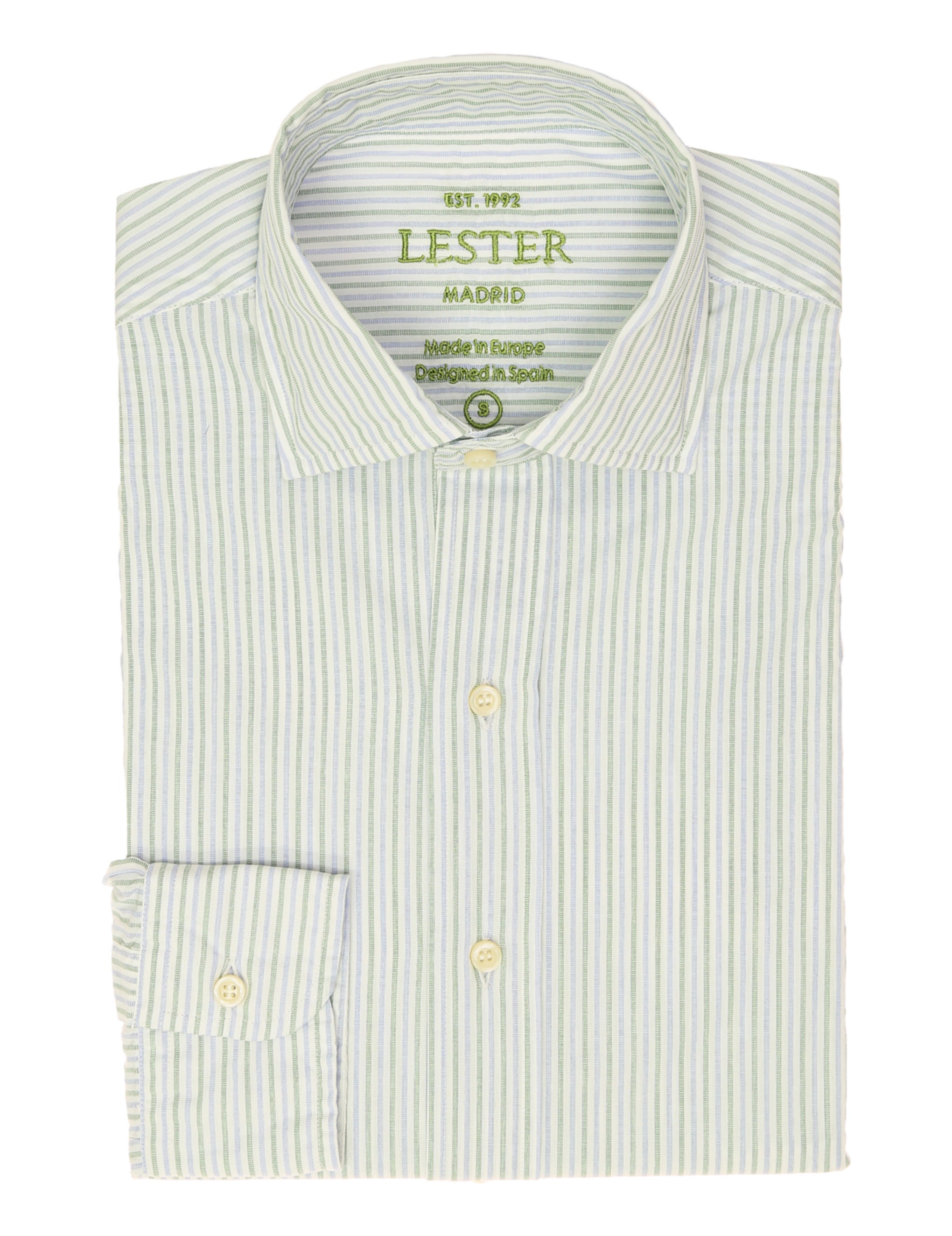 Camisa sport lavada 2 rayas Azul/verde