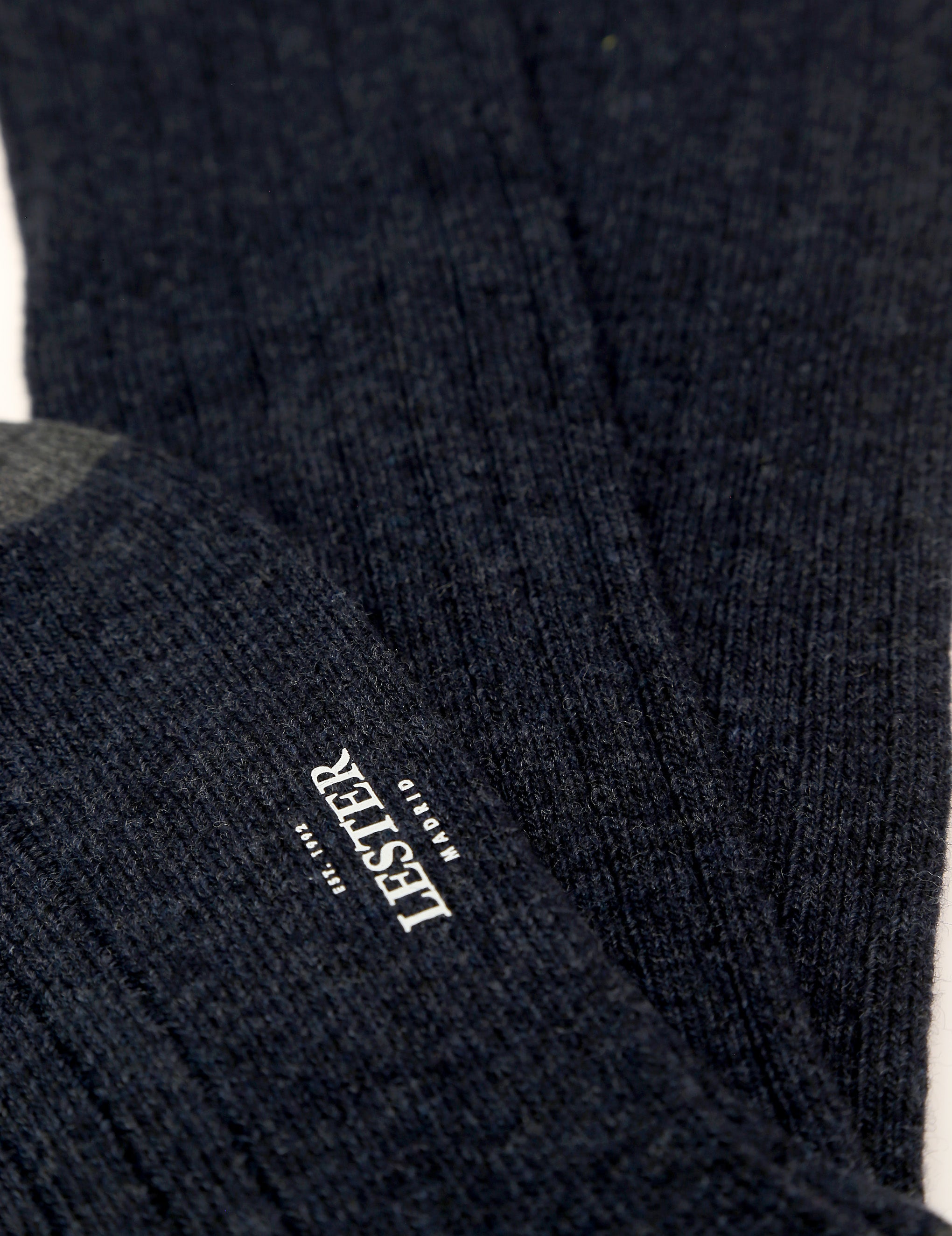 Calcetin lana cashmere liso puntera Azul marino (115654_2.jpg)