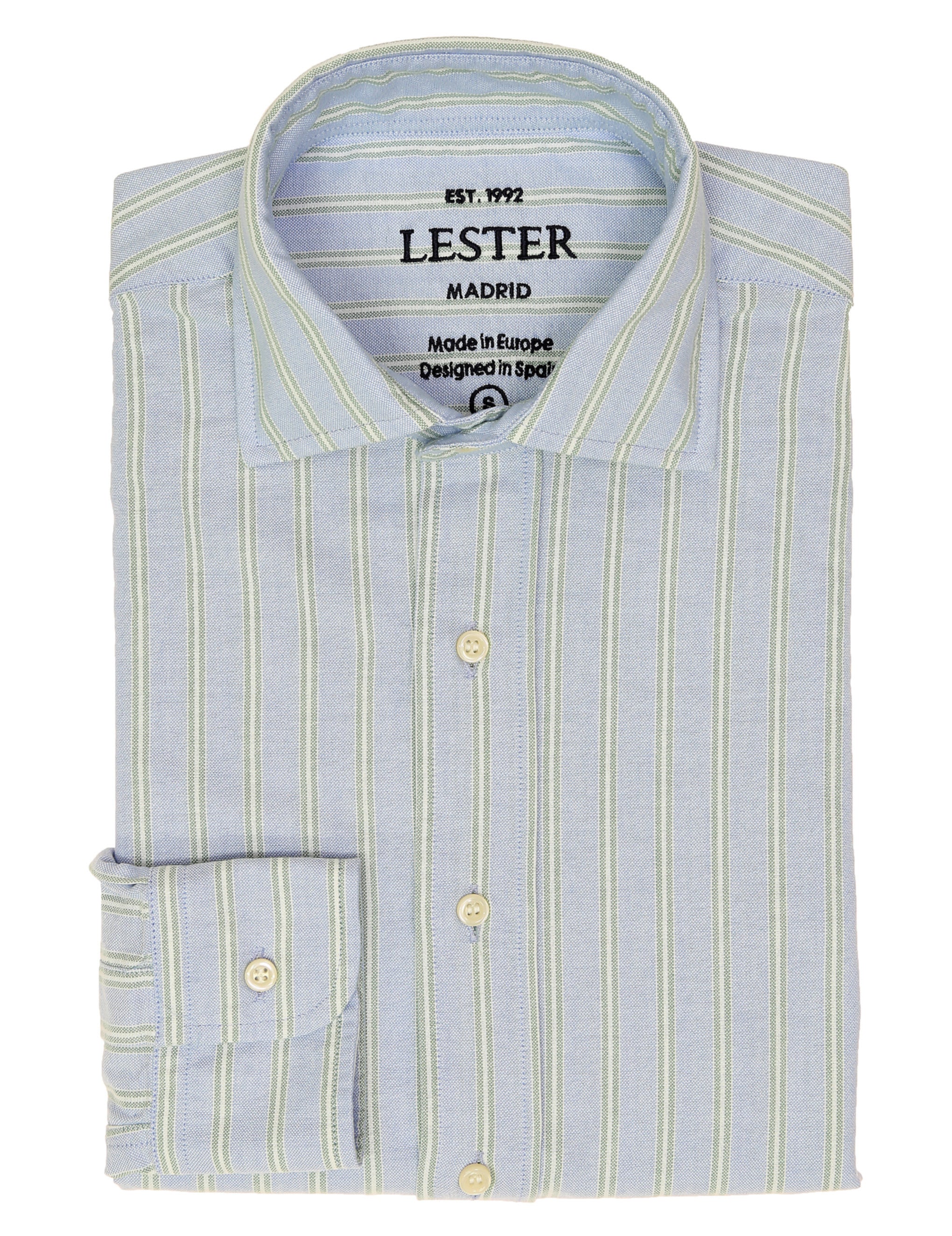 Camisa sport oxford dos rayas Azul/verde