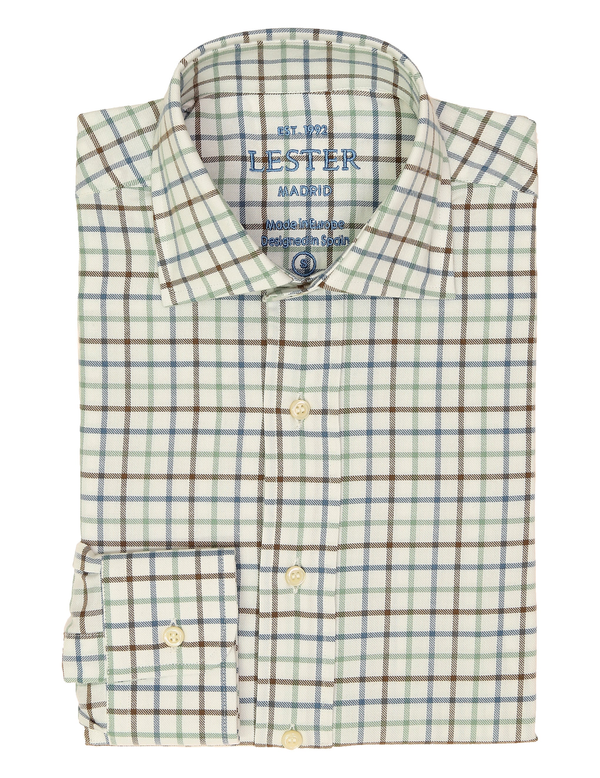 Camisa sport viela cuadro medio Azul/beige