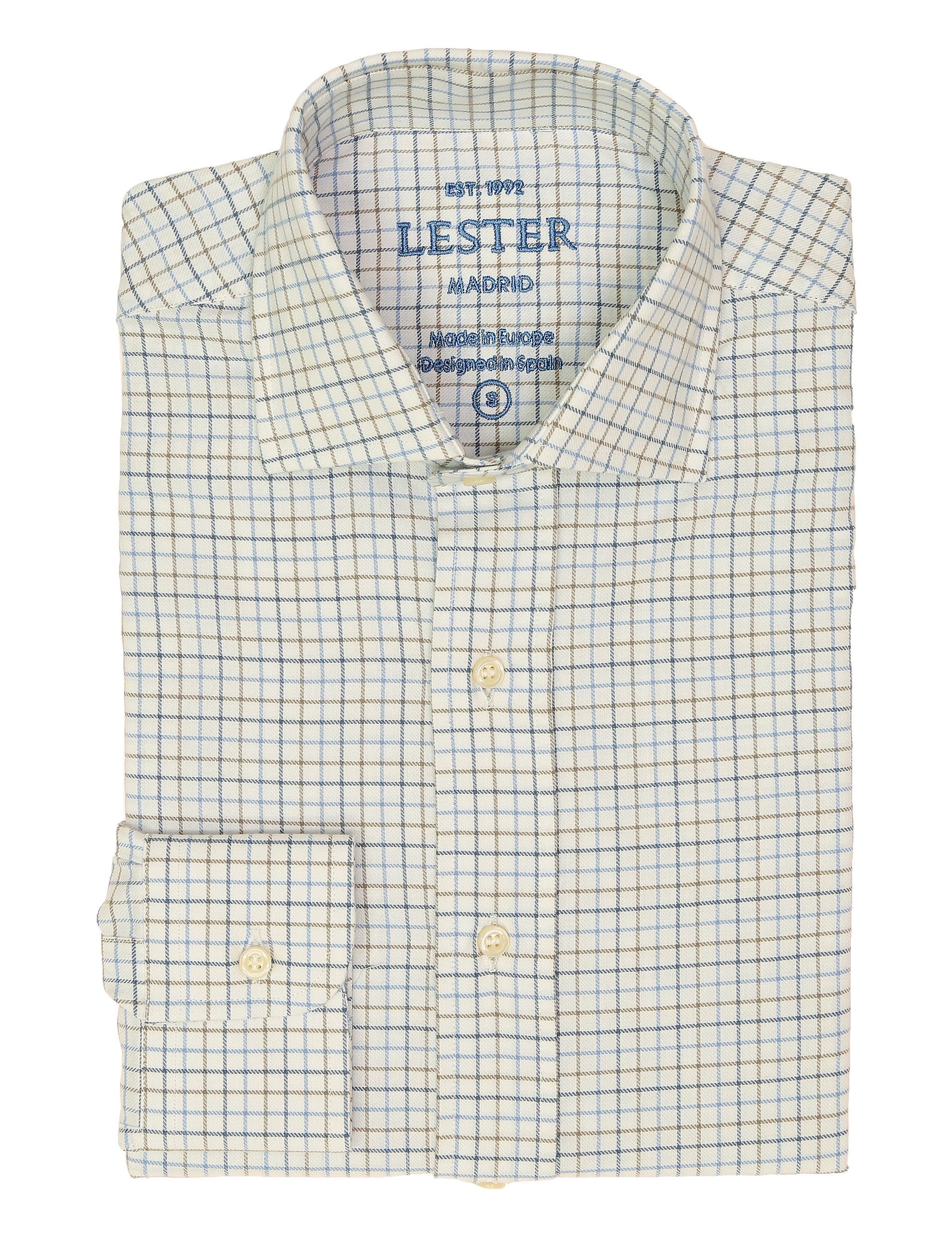 Camisa sport viela cuadro pequeño Azul/azul claro