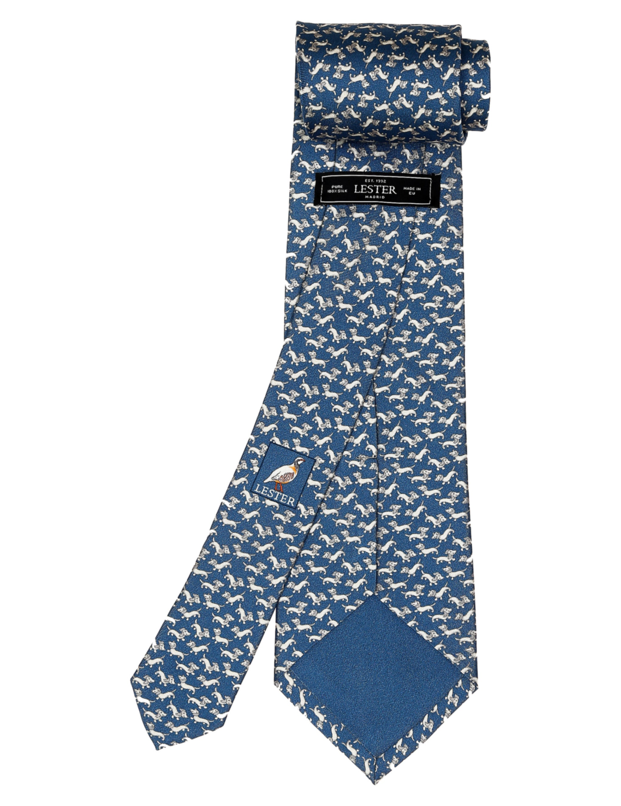 Corbata teckel Azul/gris