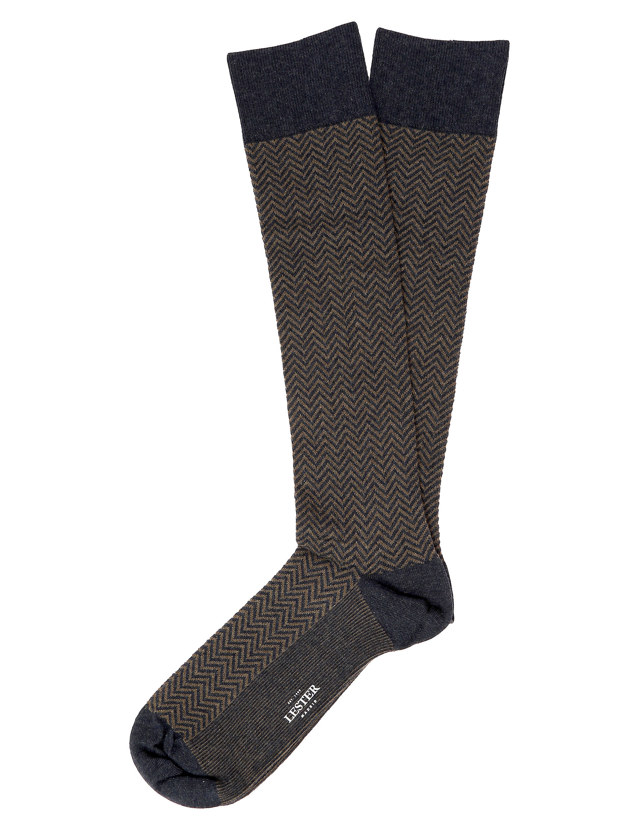Calcetin algodón espiga Azul/beige