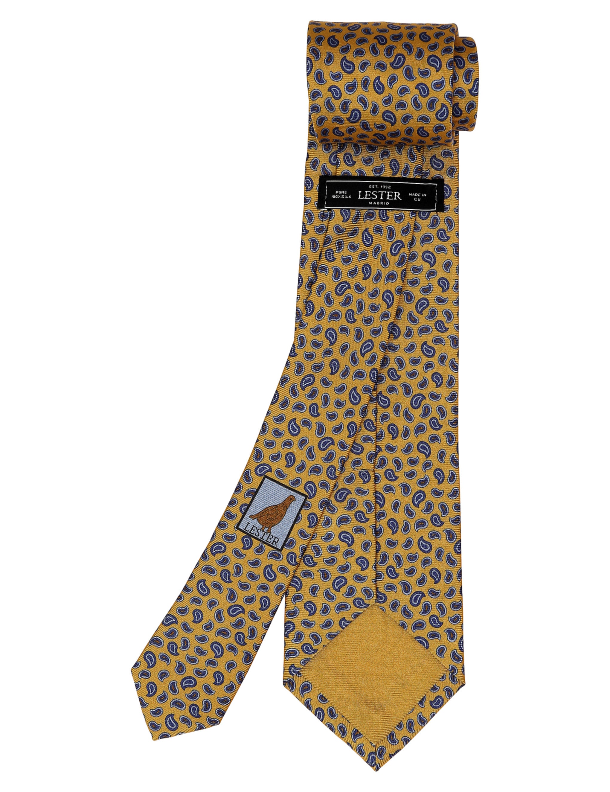 Corbata cashmeres pequeños Amarillo/azul