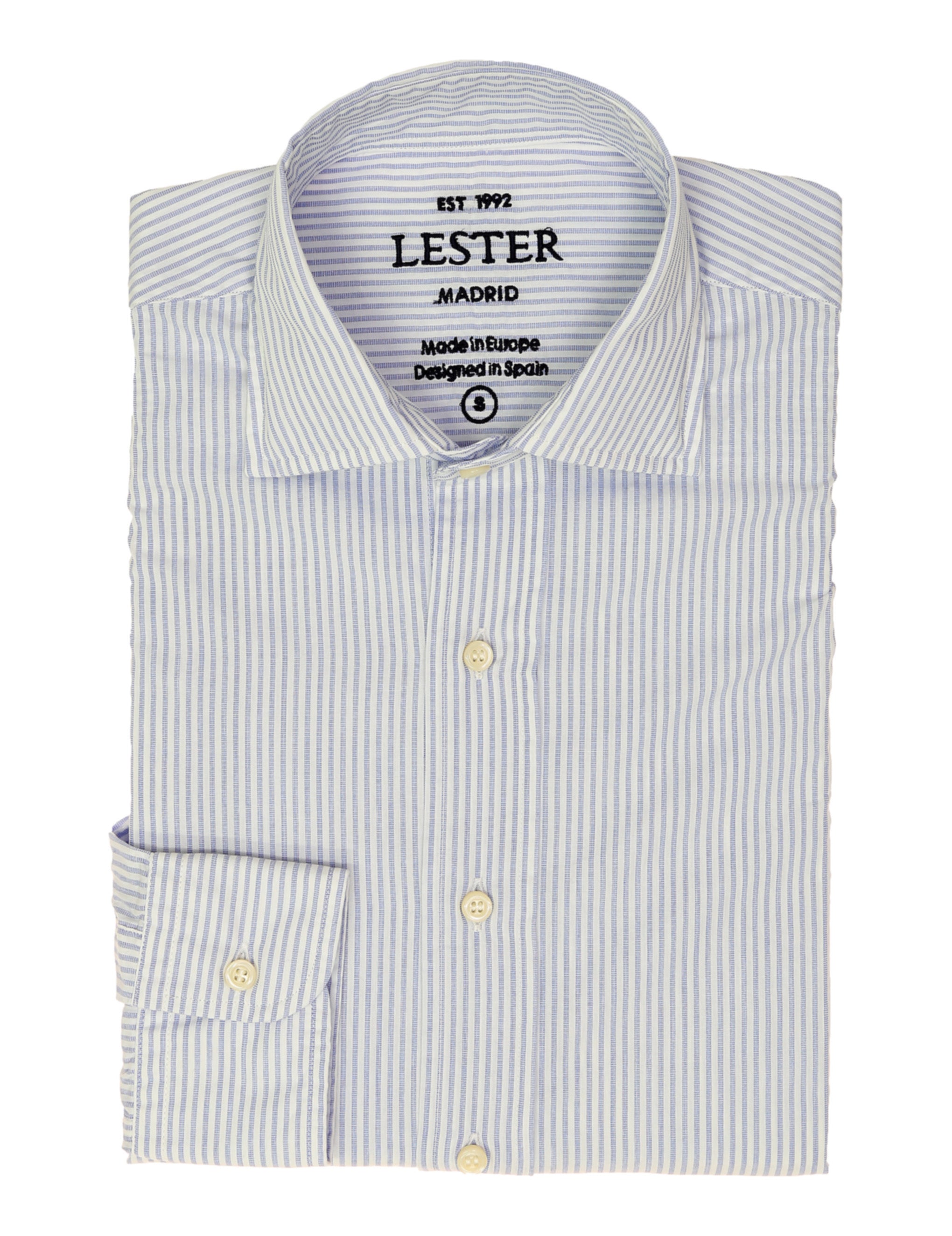 Camisa sport lavada raya fina Azul