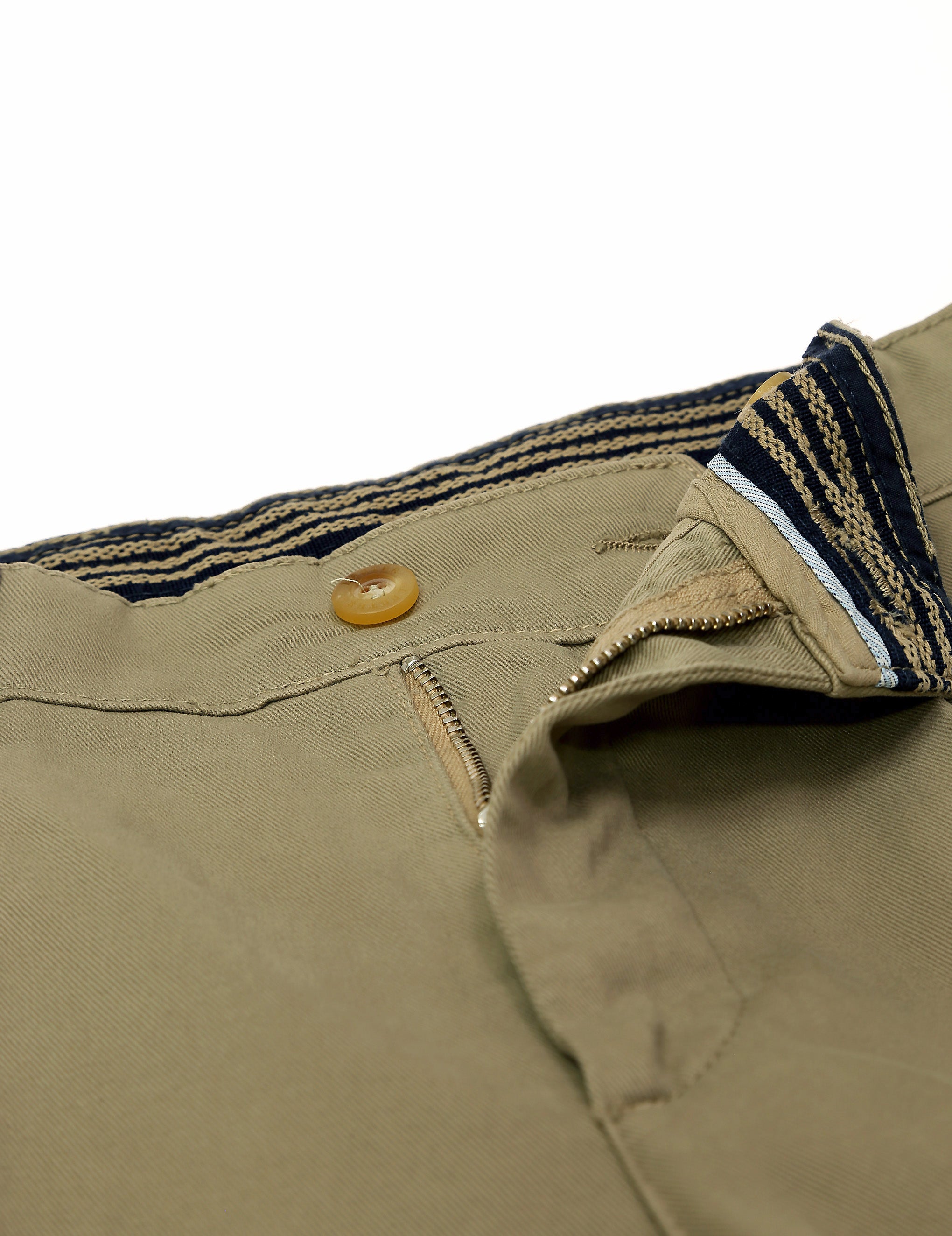 Pantalón gabardina elastan pinzas Beige