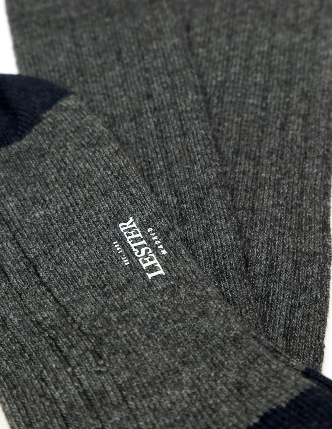 Calcetin lana cashmere liso puntera Gris