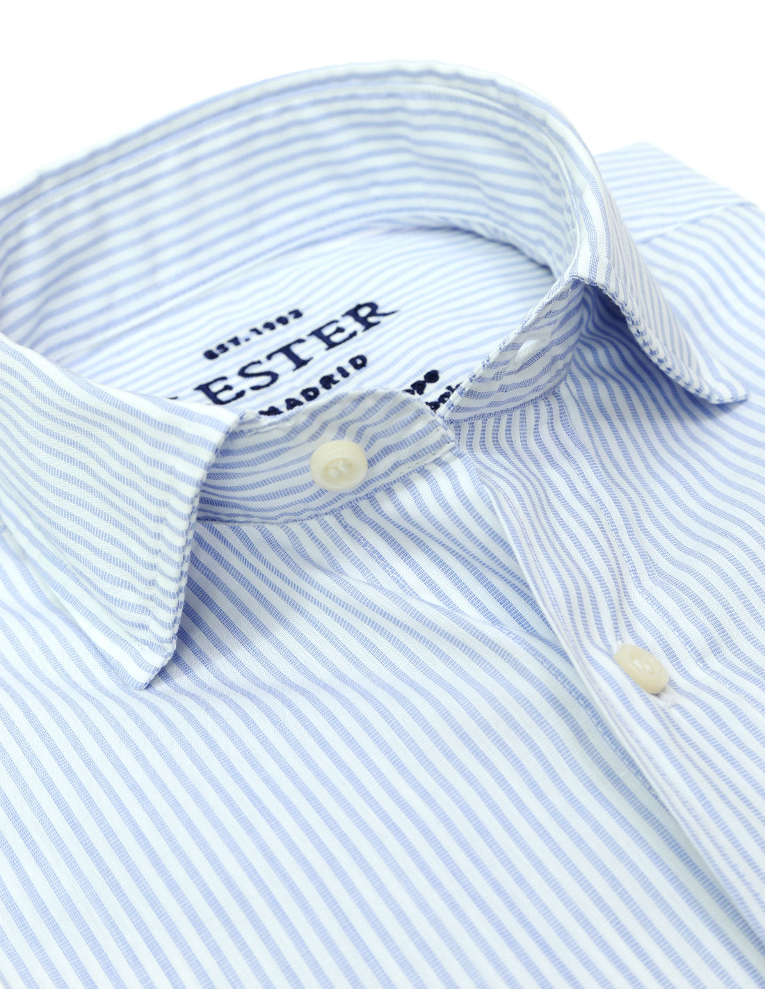 Camisa sport lavada raya fina Azul