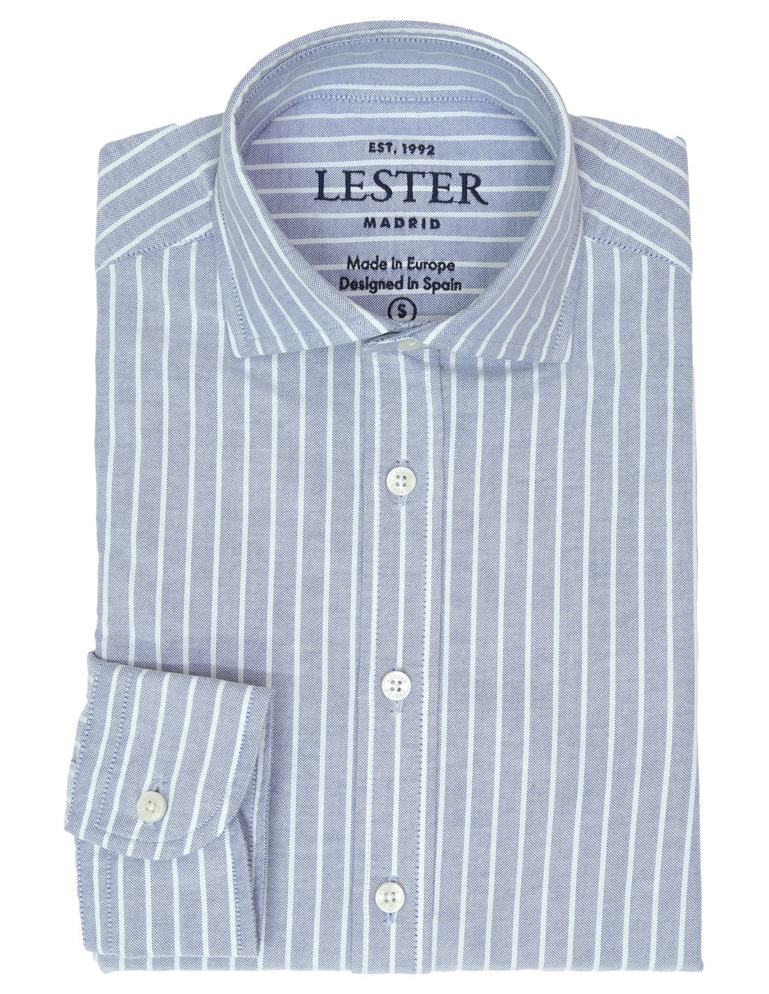 Camisa sport oxford raya ancha Azul