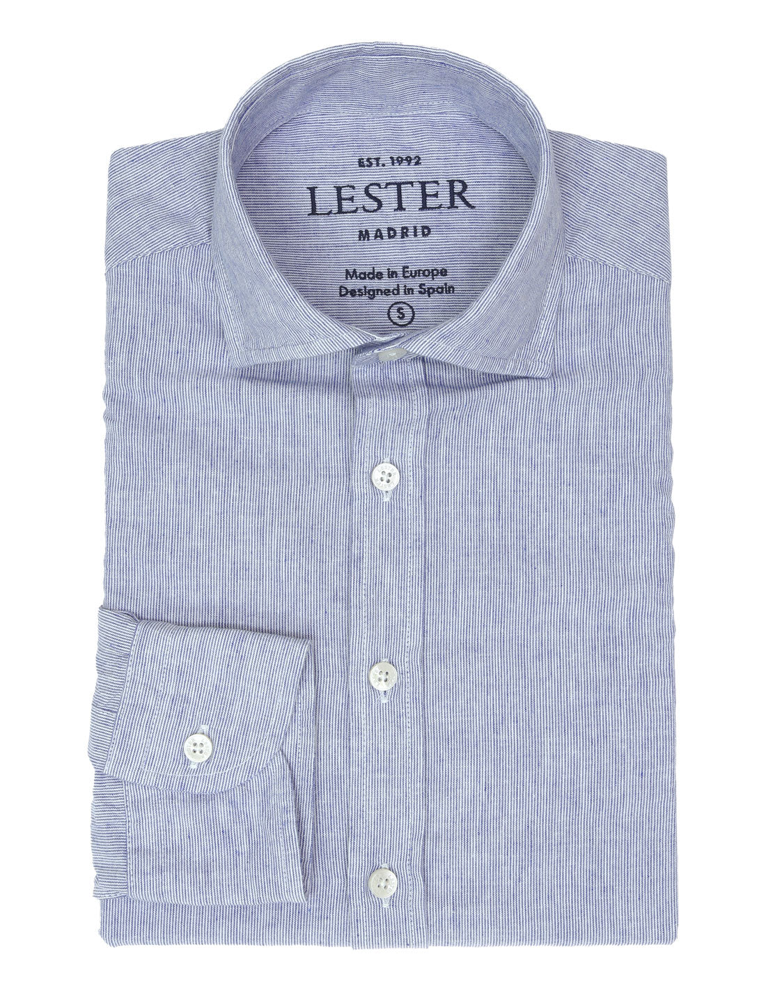 Camisa sport lino algodón mil rayas Azul