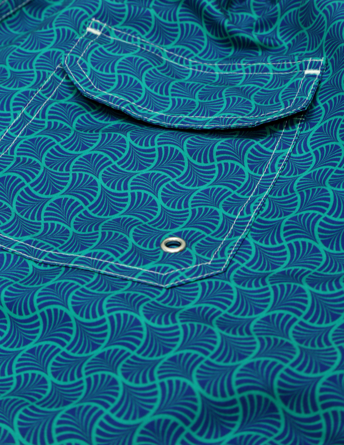 Traje de baño geometrico corbatero Azul/verde