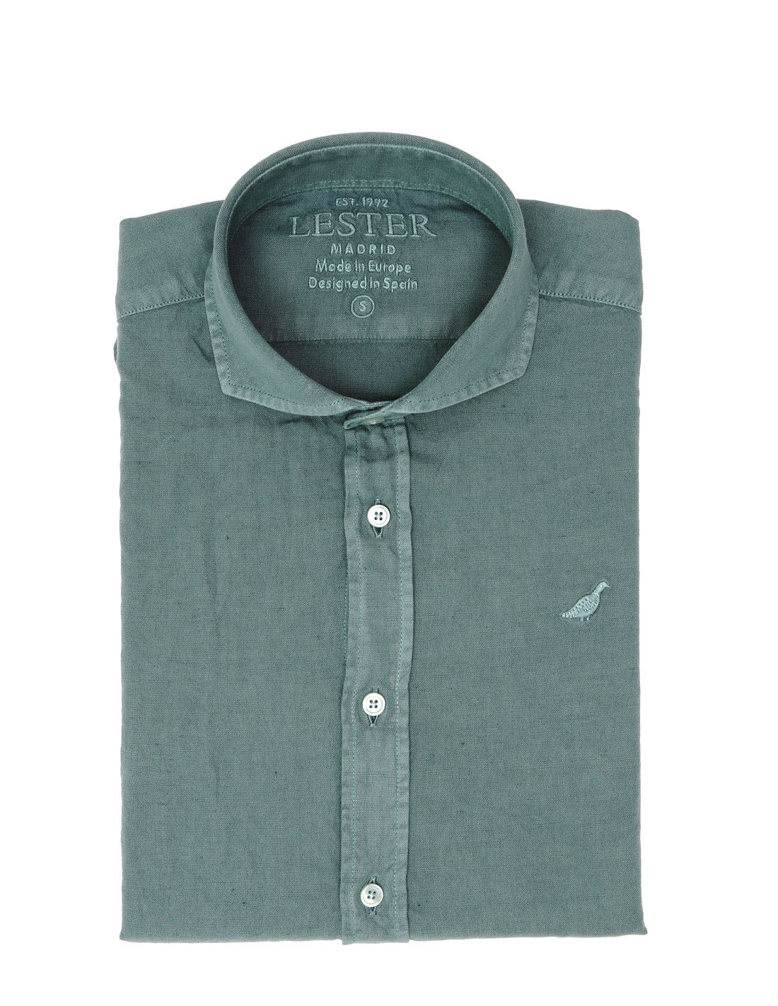 Camisa lino algodón lavada Petroleo