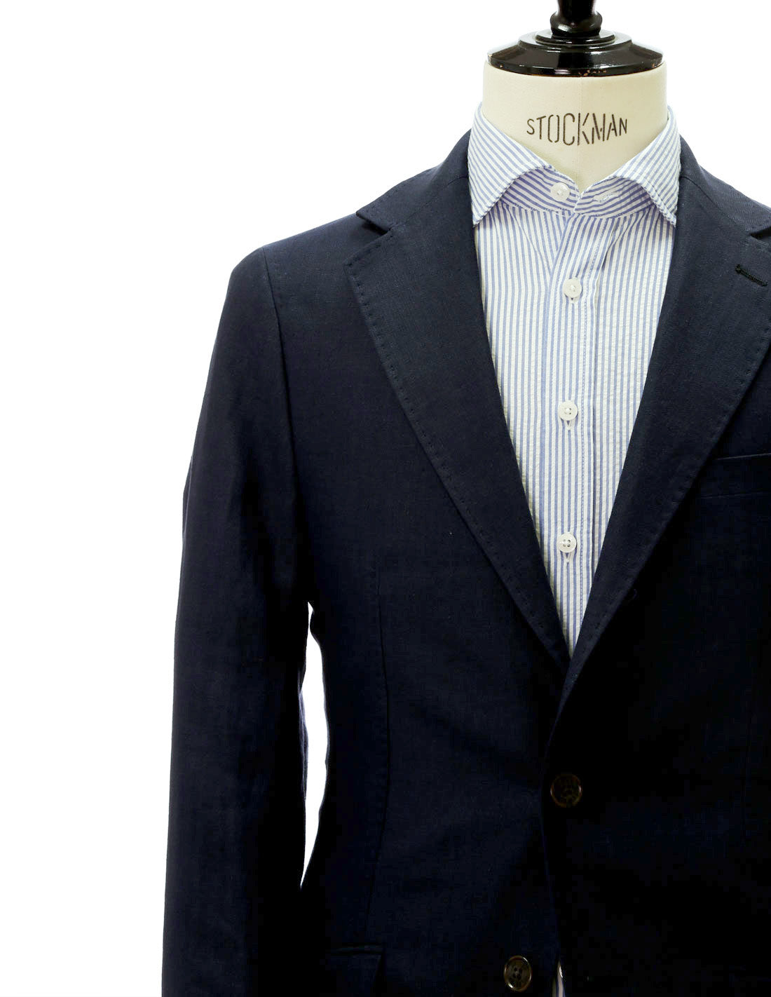 Chaqueta lino espiga Azul