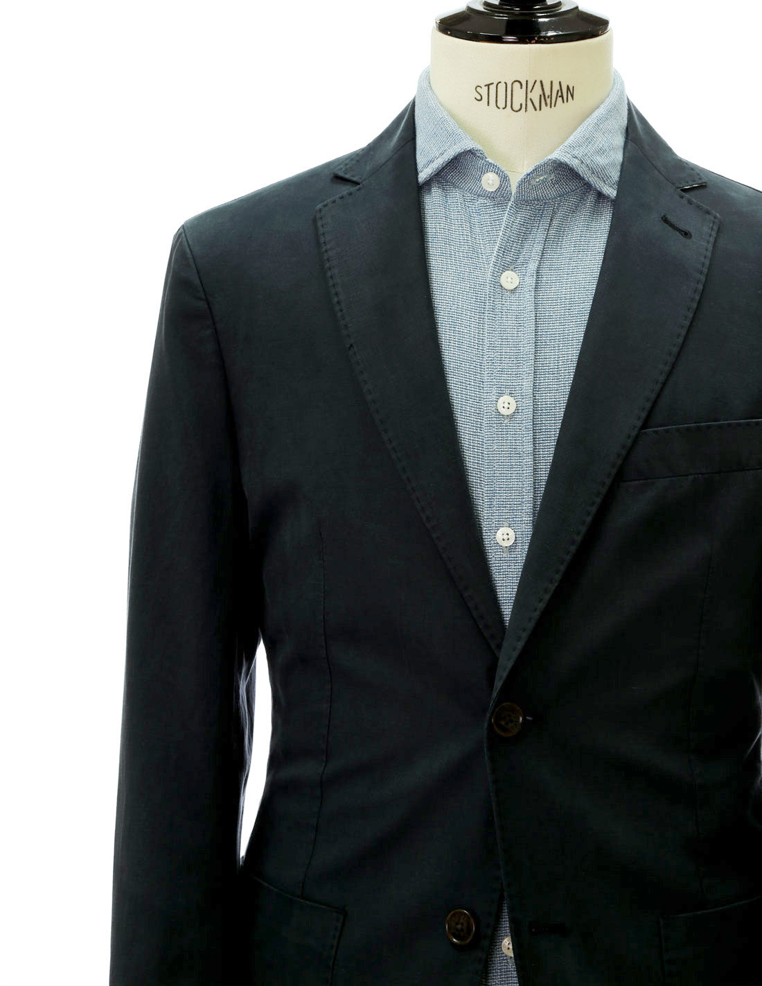 Chaqueta lino tencel lavada Azul
