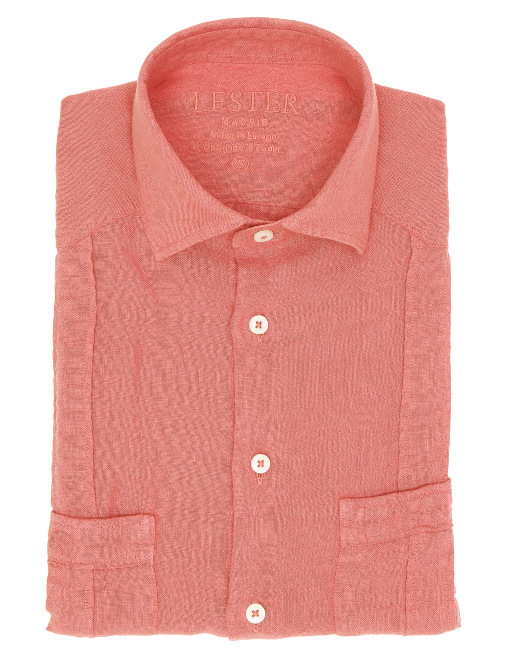 Camisa lino jaretas Rosa claro