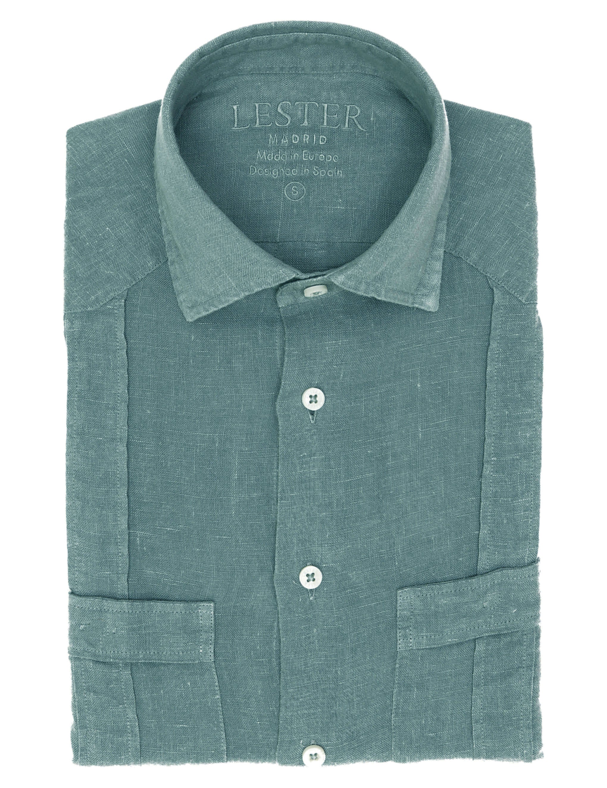 Camisa lino jaretas Verde oscuro
