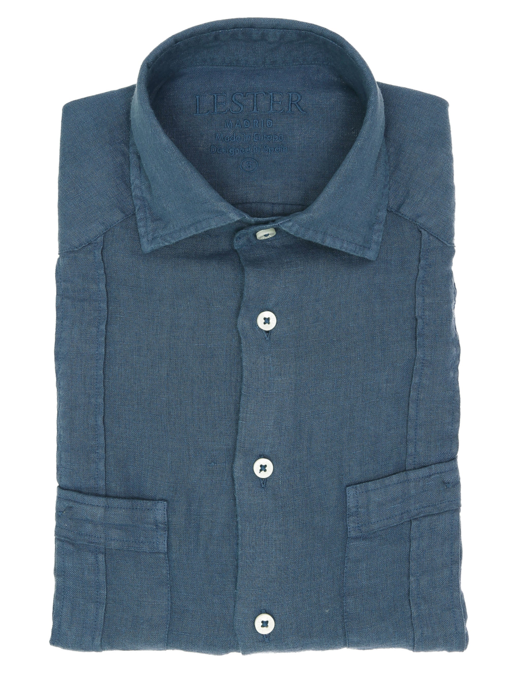 Camisa lino jaretas Azul oscuro