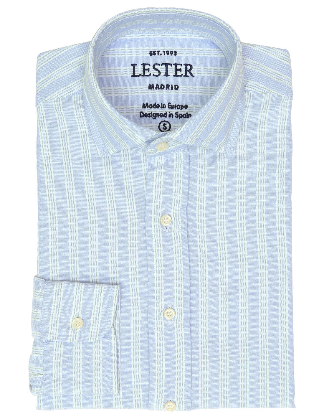 Camisa sport oxford 4 rayas Azul/verde