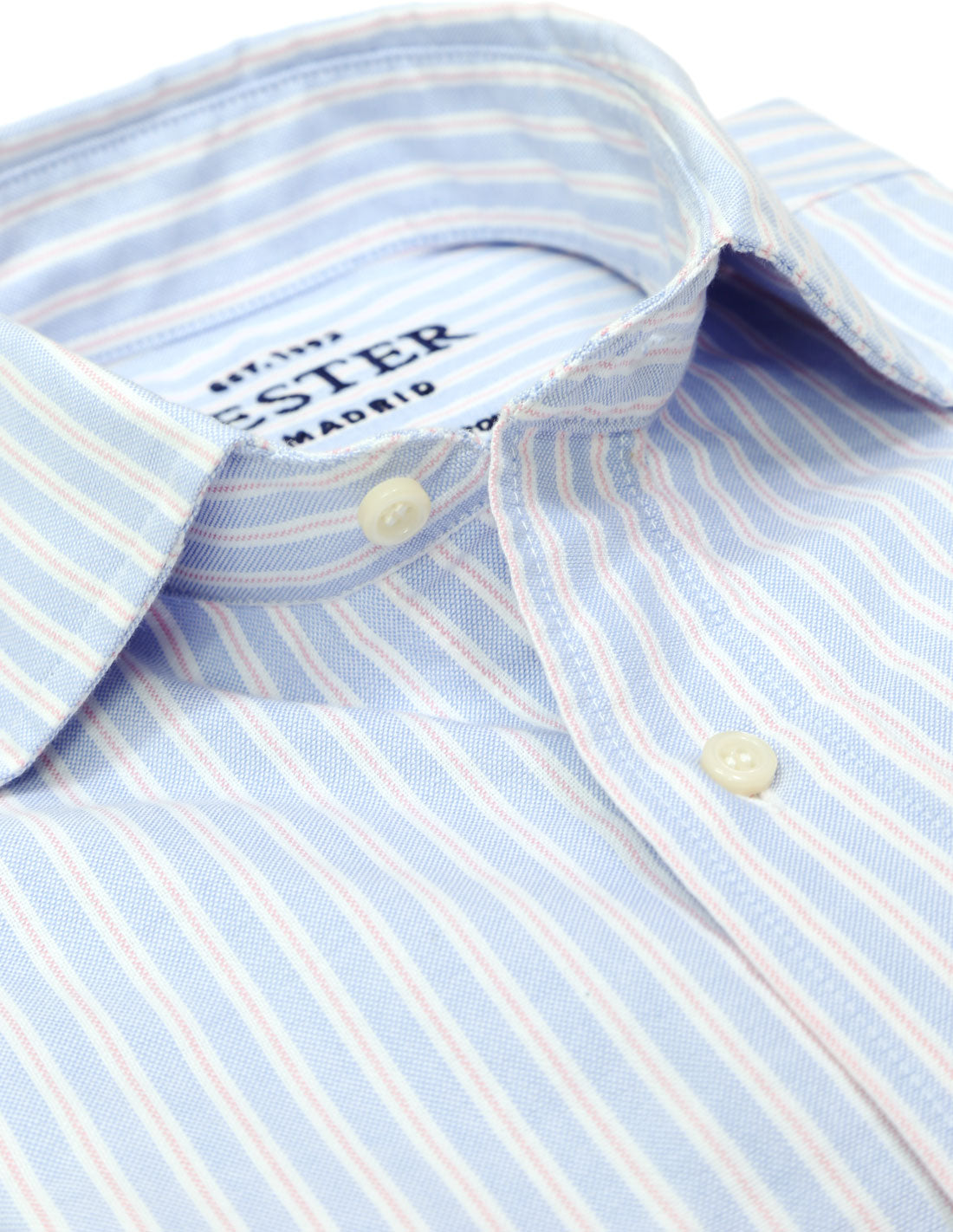 Camisa sport oxford multirayas Azul/rosa