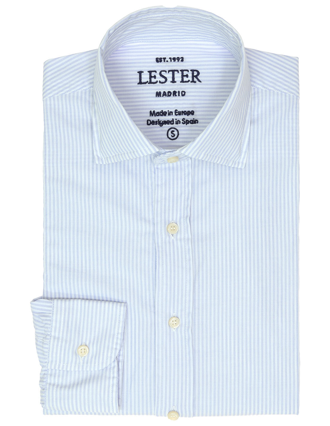 Camisa sport lavada raya fina Azul