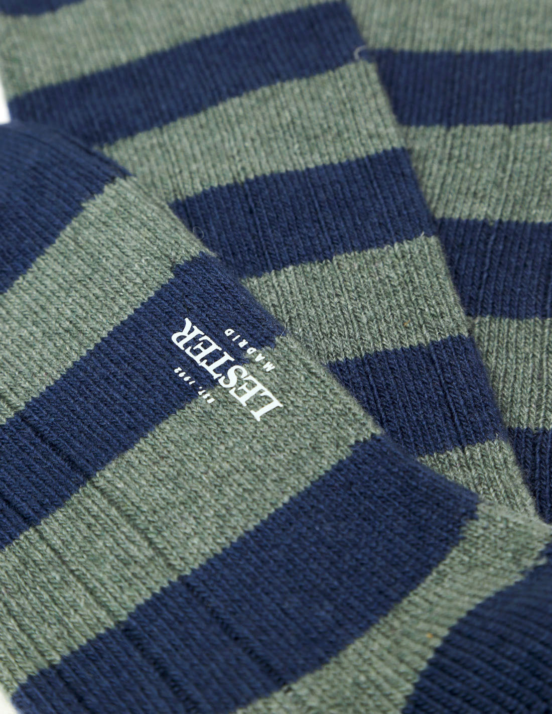 Calcetin lana cashmere rayas Azul medio