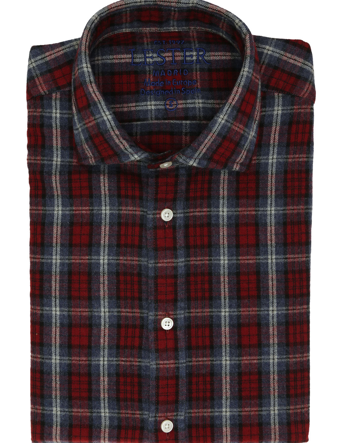 Camisa sport tartan bicolor Azul/burdeos