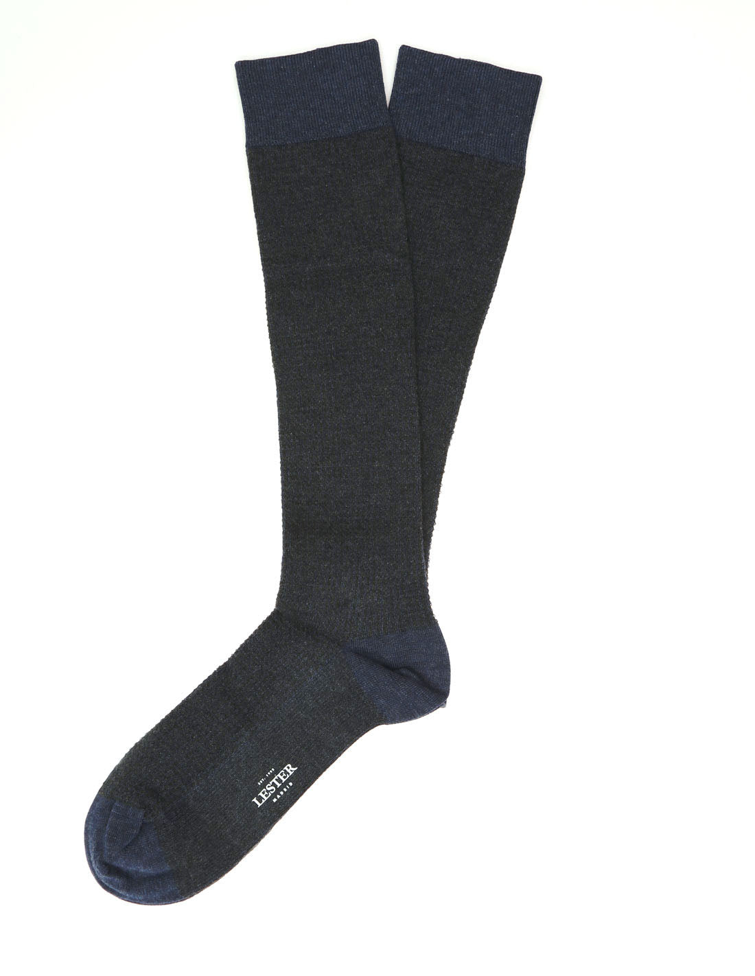 Calcetin algodón pata de gallo Azul/gris