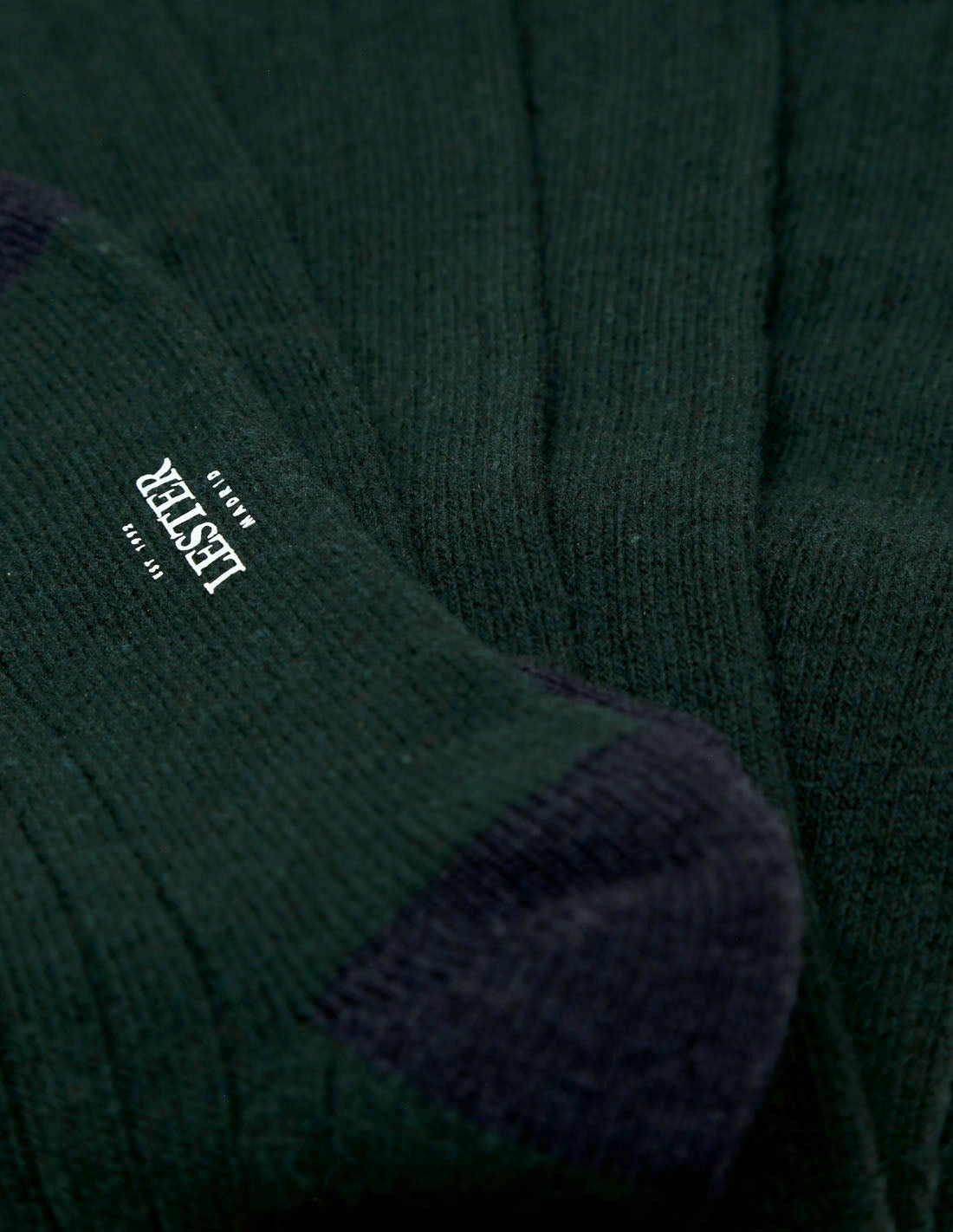 Calcetin lana cashmere liso puntera Verde botella
