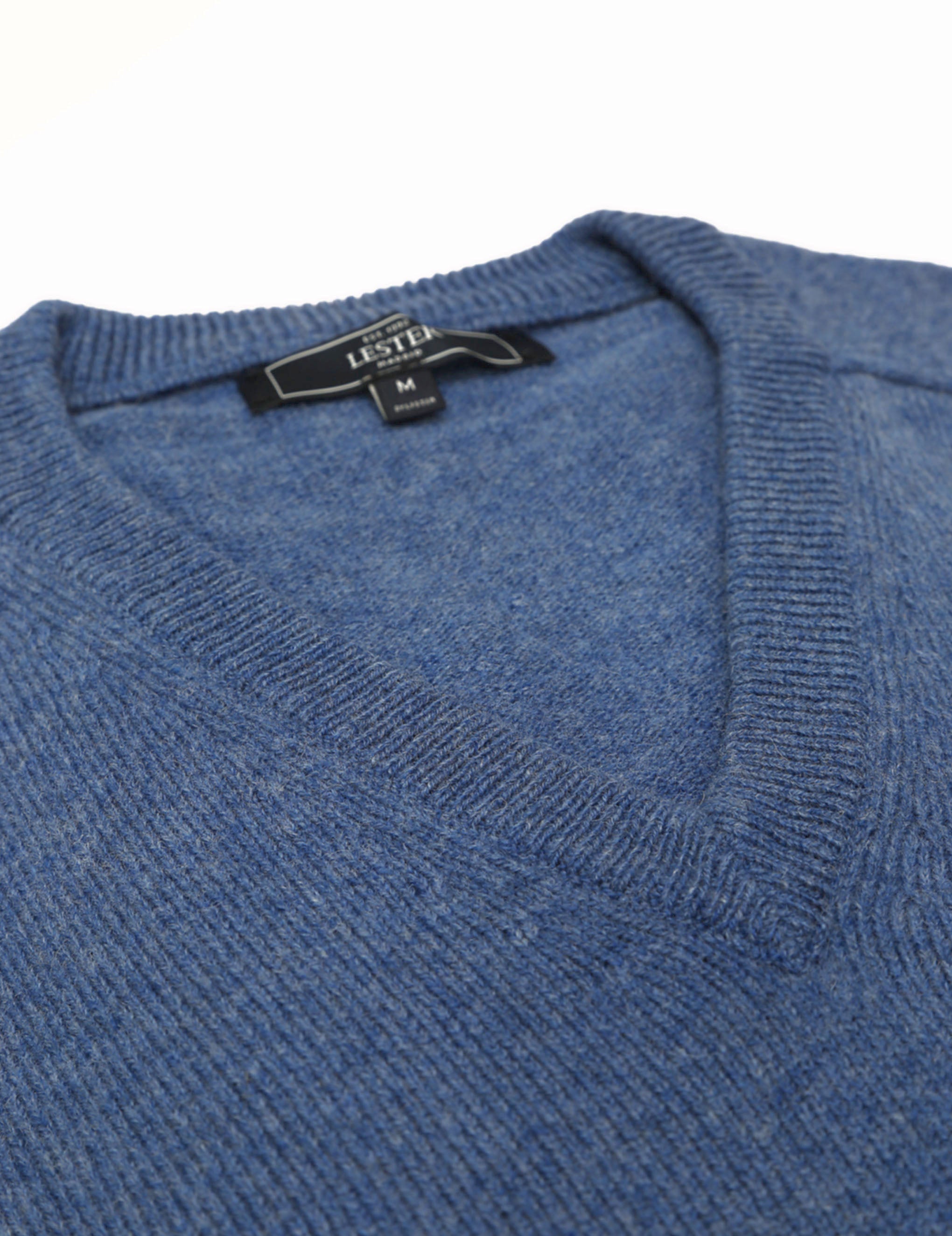 Jersey lana pico Azul medio