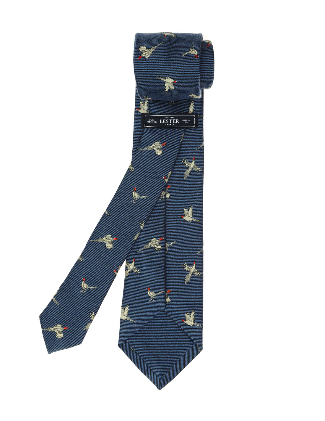 Corbata lana faisan Azul/beige
