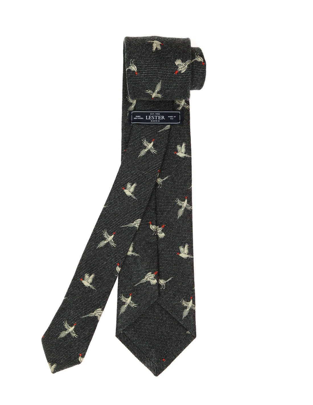Corbata lana faisan Gris/beige