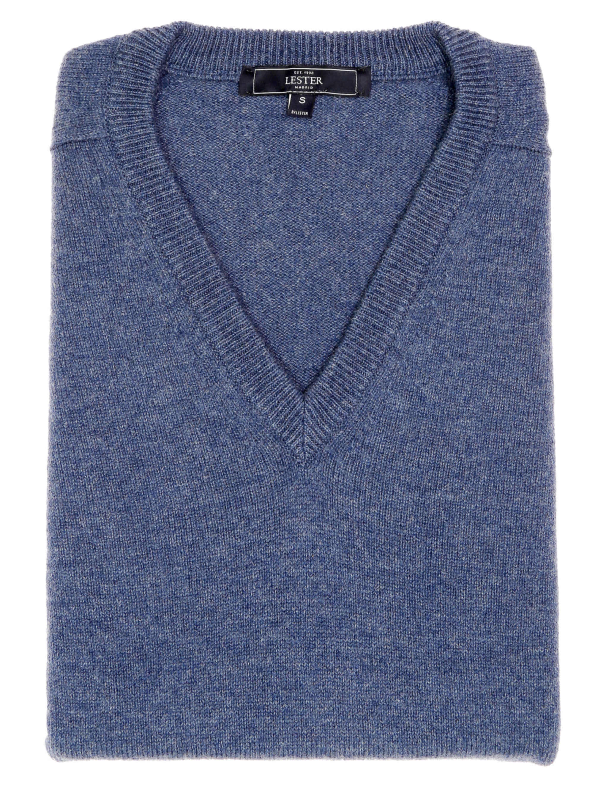 Jersey lana pico Azul medio