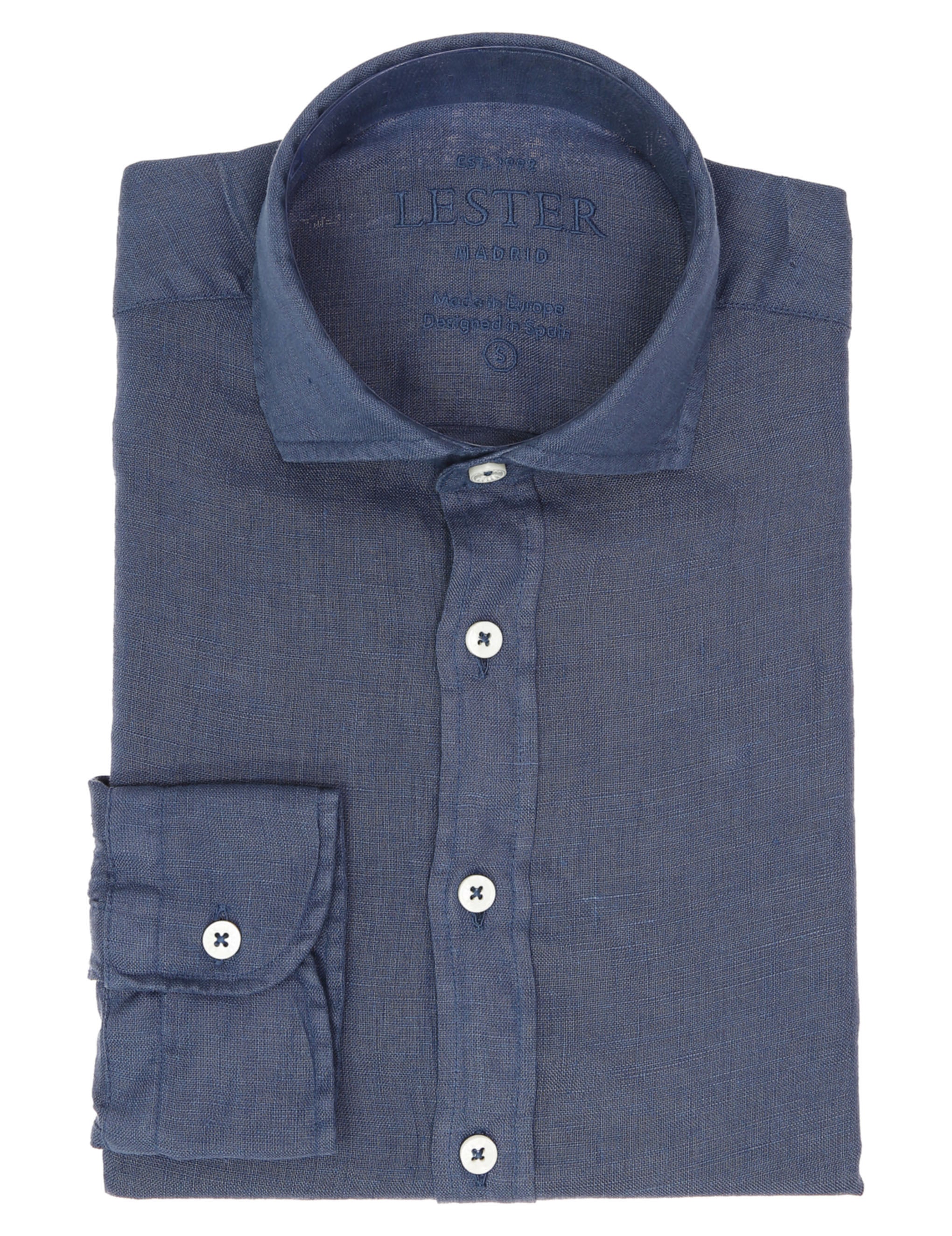 Camisa lino lisa lavada Azul oscuro