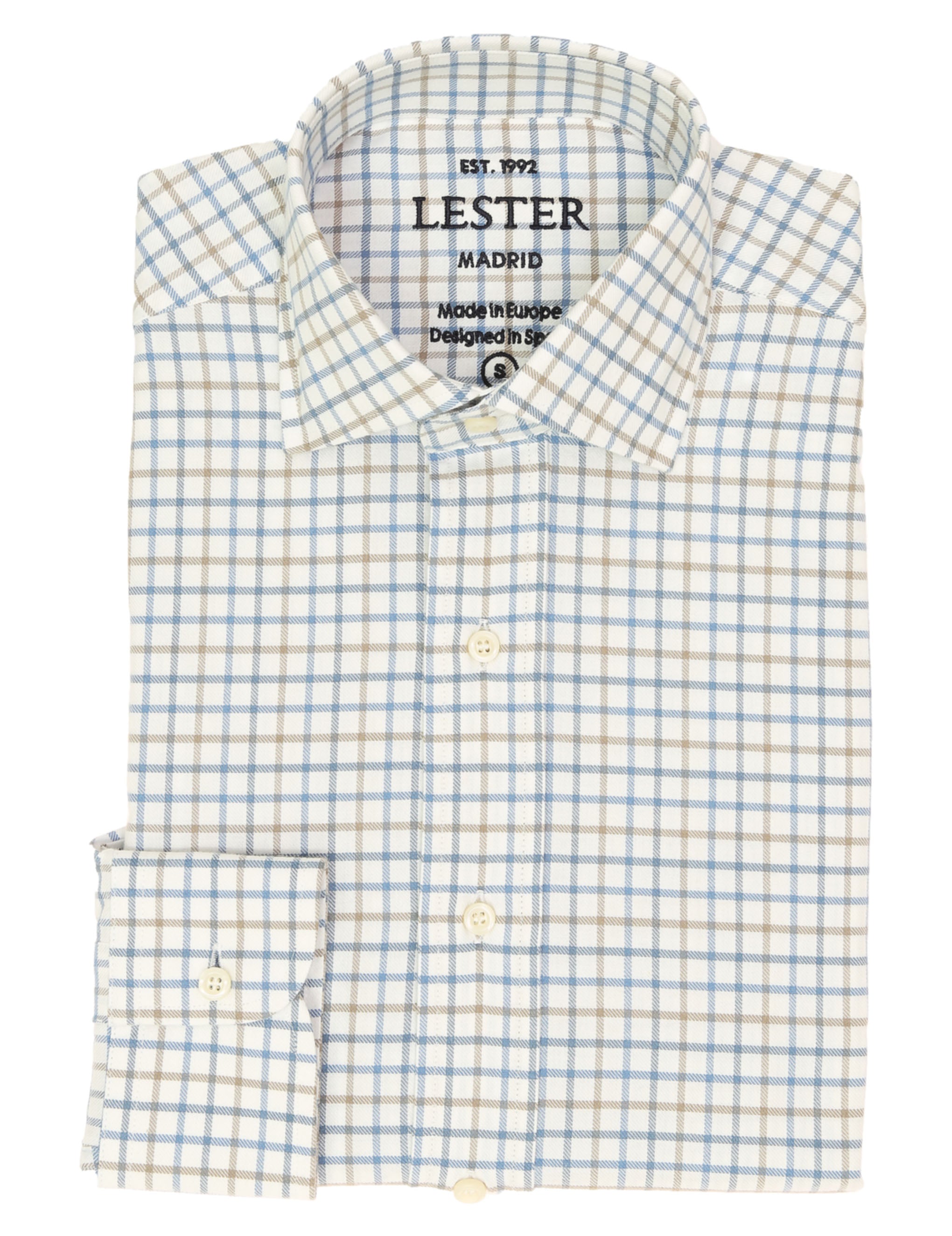 Camisa sport viela cuadro medio Azul/beige