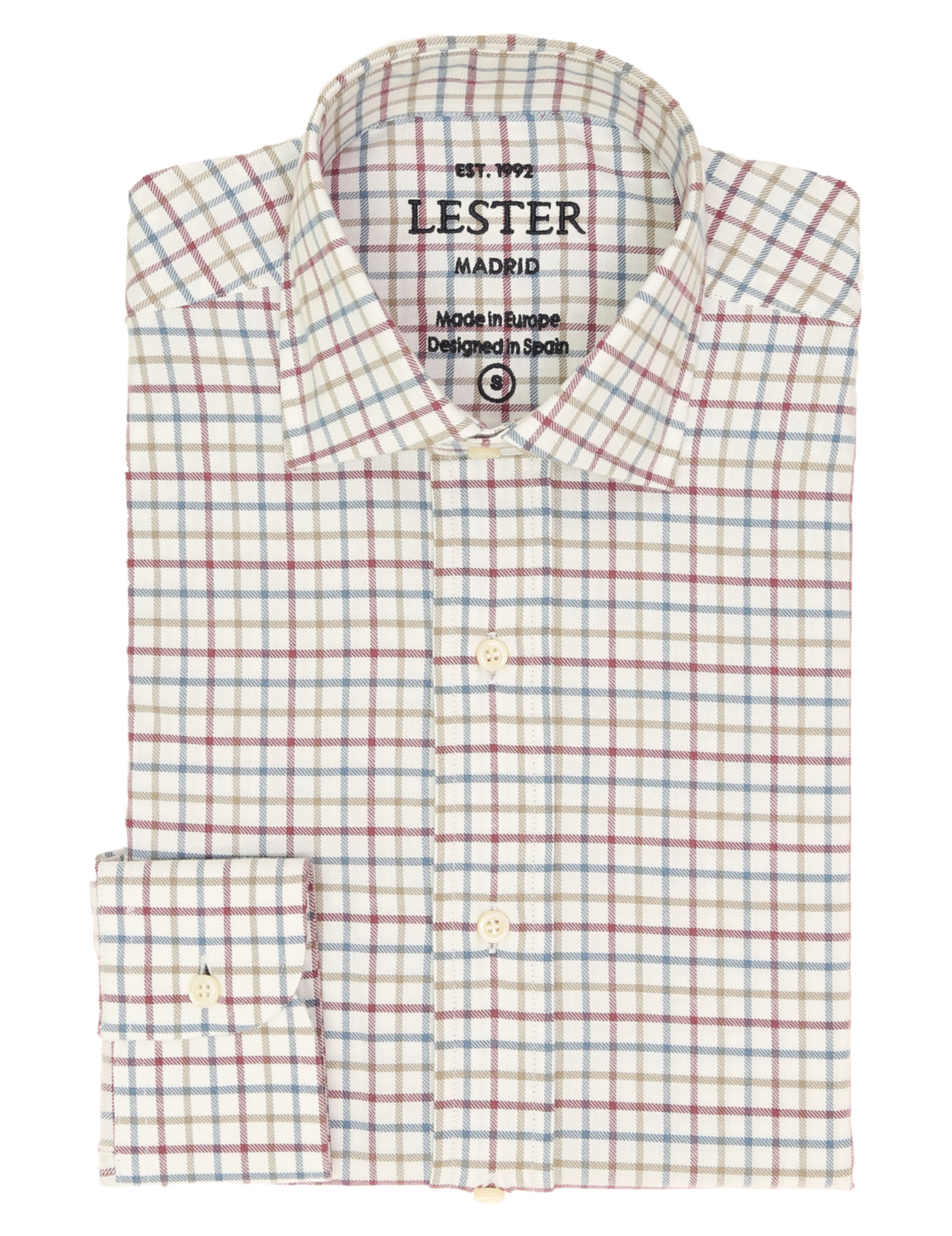 Camisa sport viela cuadro medio Azul/burdeos